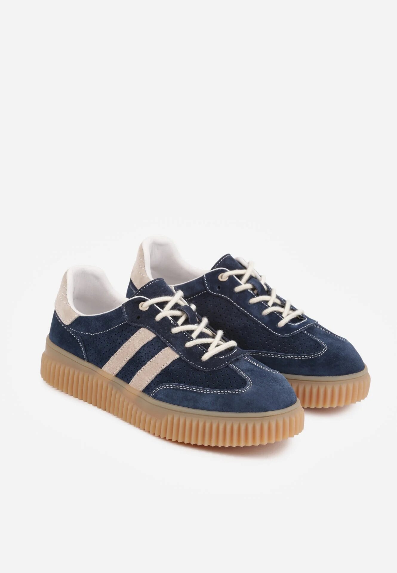 goodin Adidași bleumarin din piele întoarsă pe talpă de cauciuc reliefată cu curele Taralia