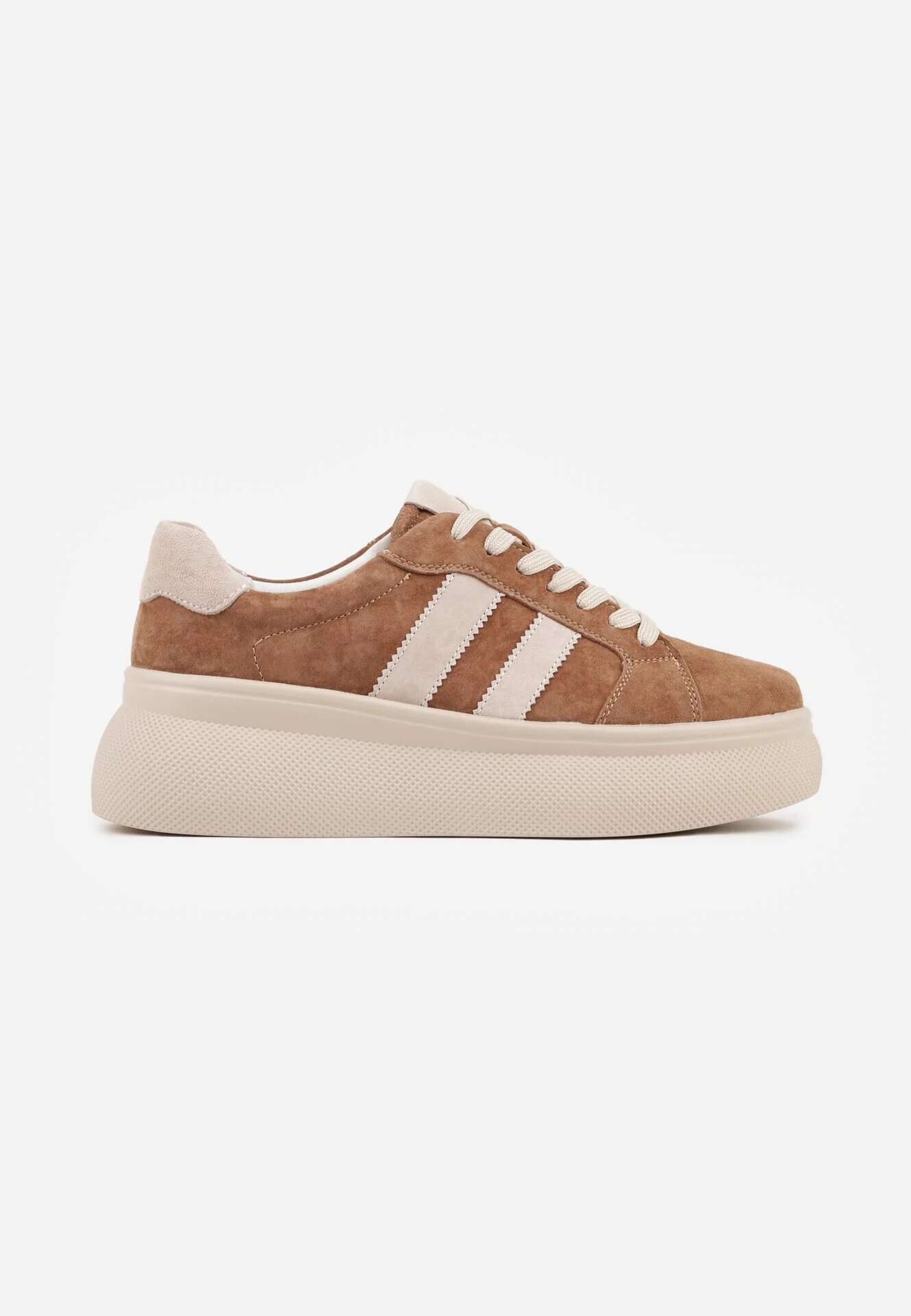 goodin Adidași Maro din Piele Întoarsă Naturală cu Talpă Groasă Tesolva