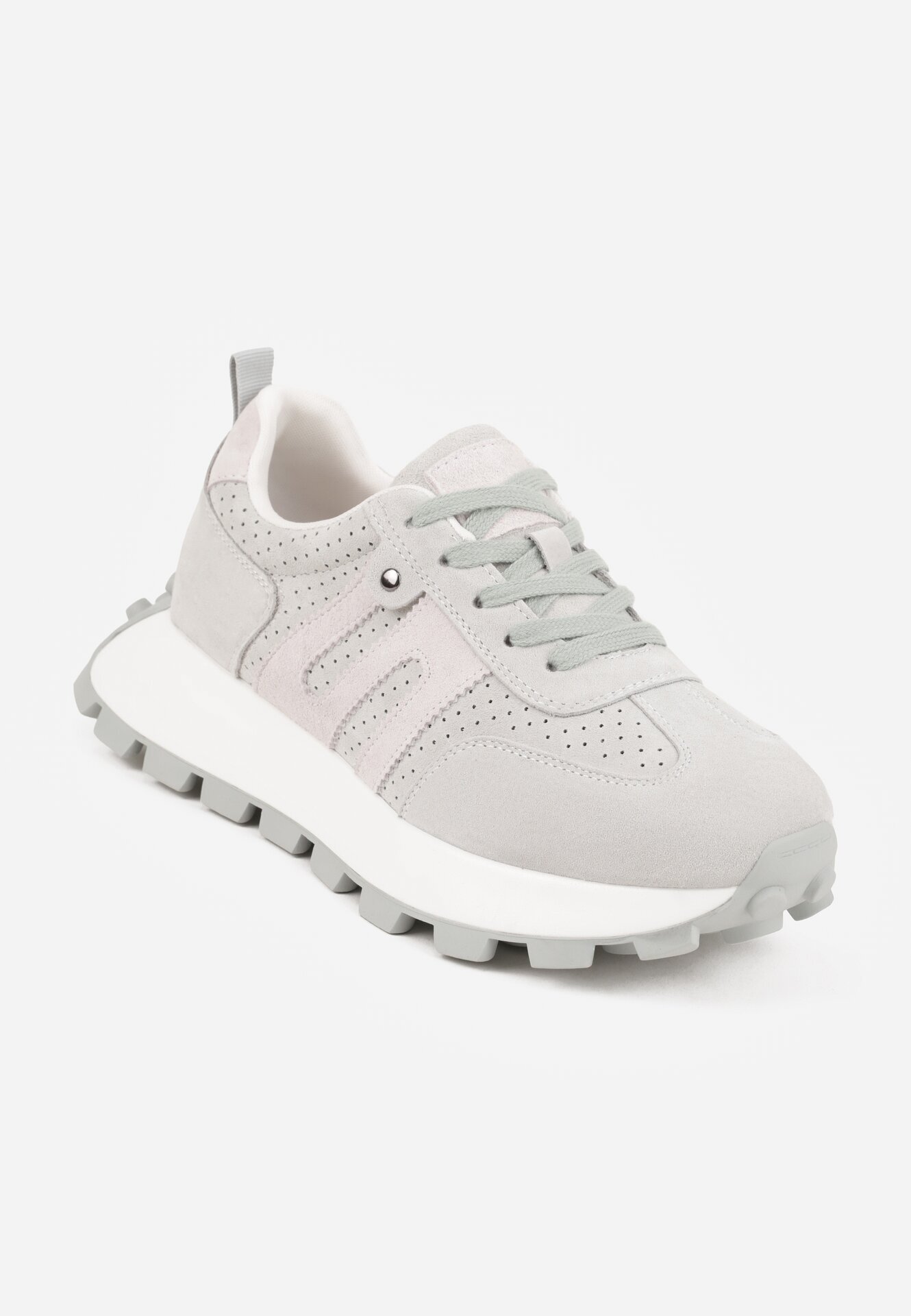 goodin Adidași verde deschis din piele întoarsă cu talpă groasă cu model geometric Zitula