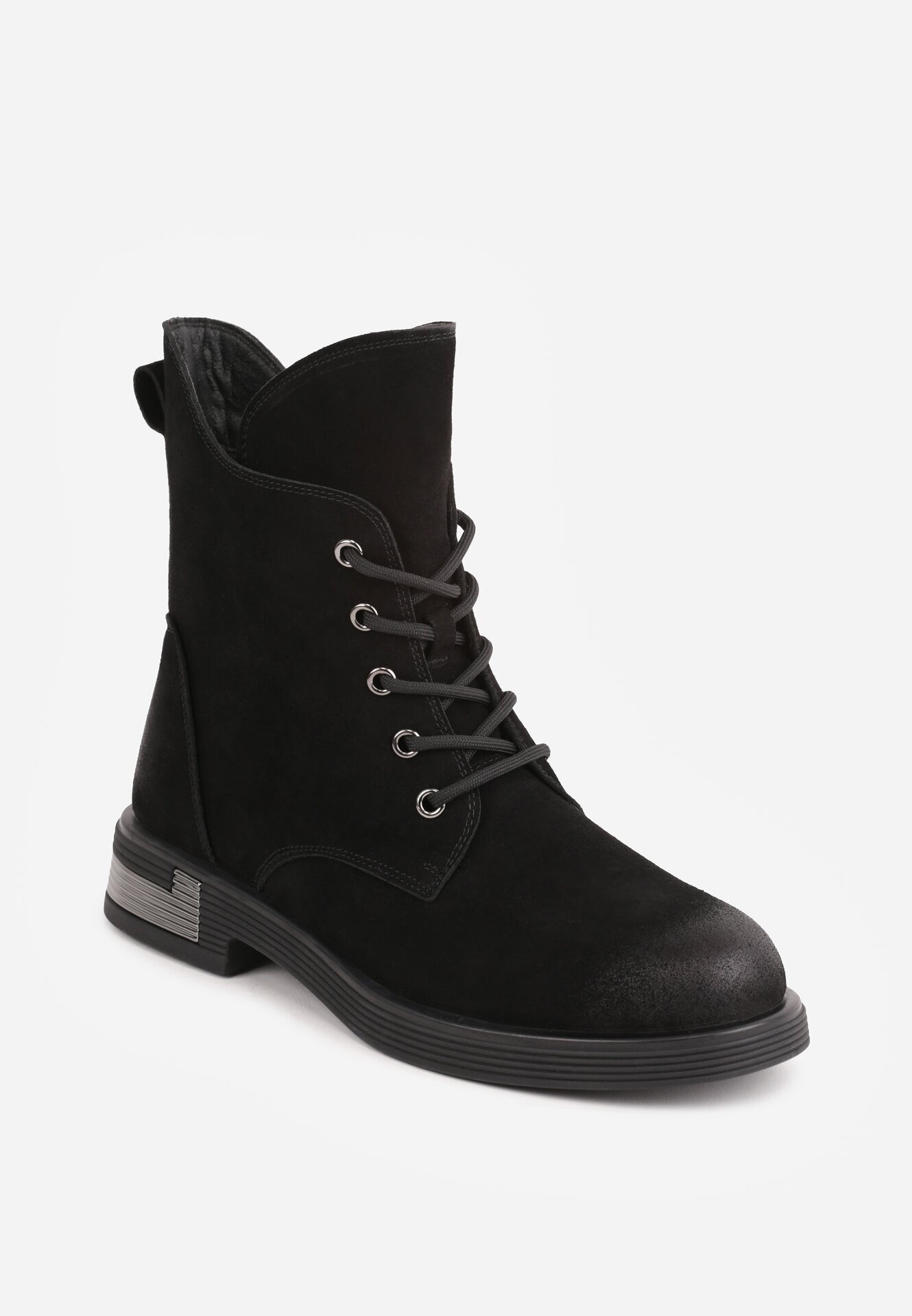 goodin Ghete din piele naturală în stil worker cu abraziuni stilizate Irlere Negre
