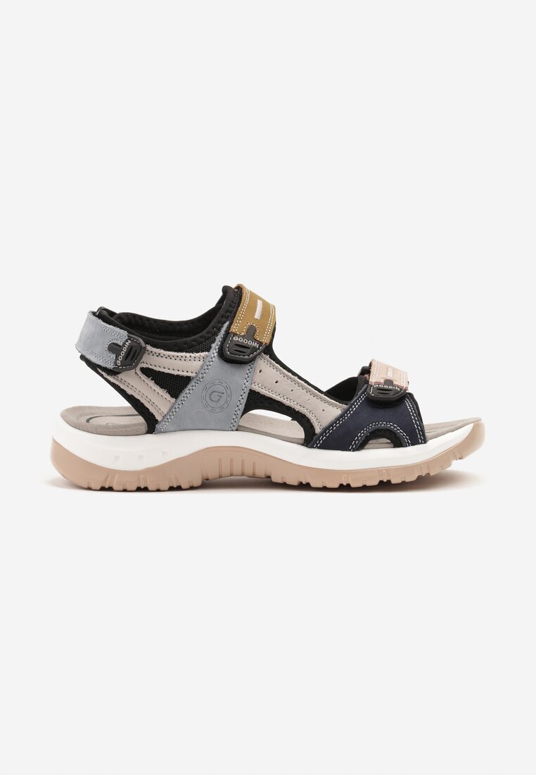 goodin Sandale sport bleumarin-bej din piele cu velcro Konavia