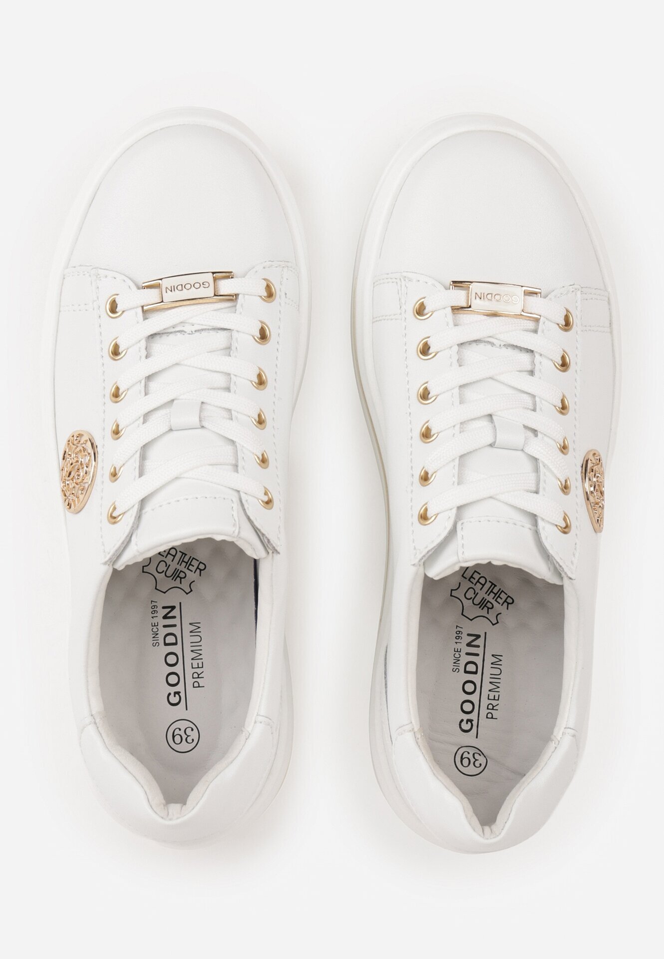 goodin Sneakers Albe cu platformă din Piele Naturală cu Ornamente Choko