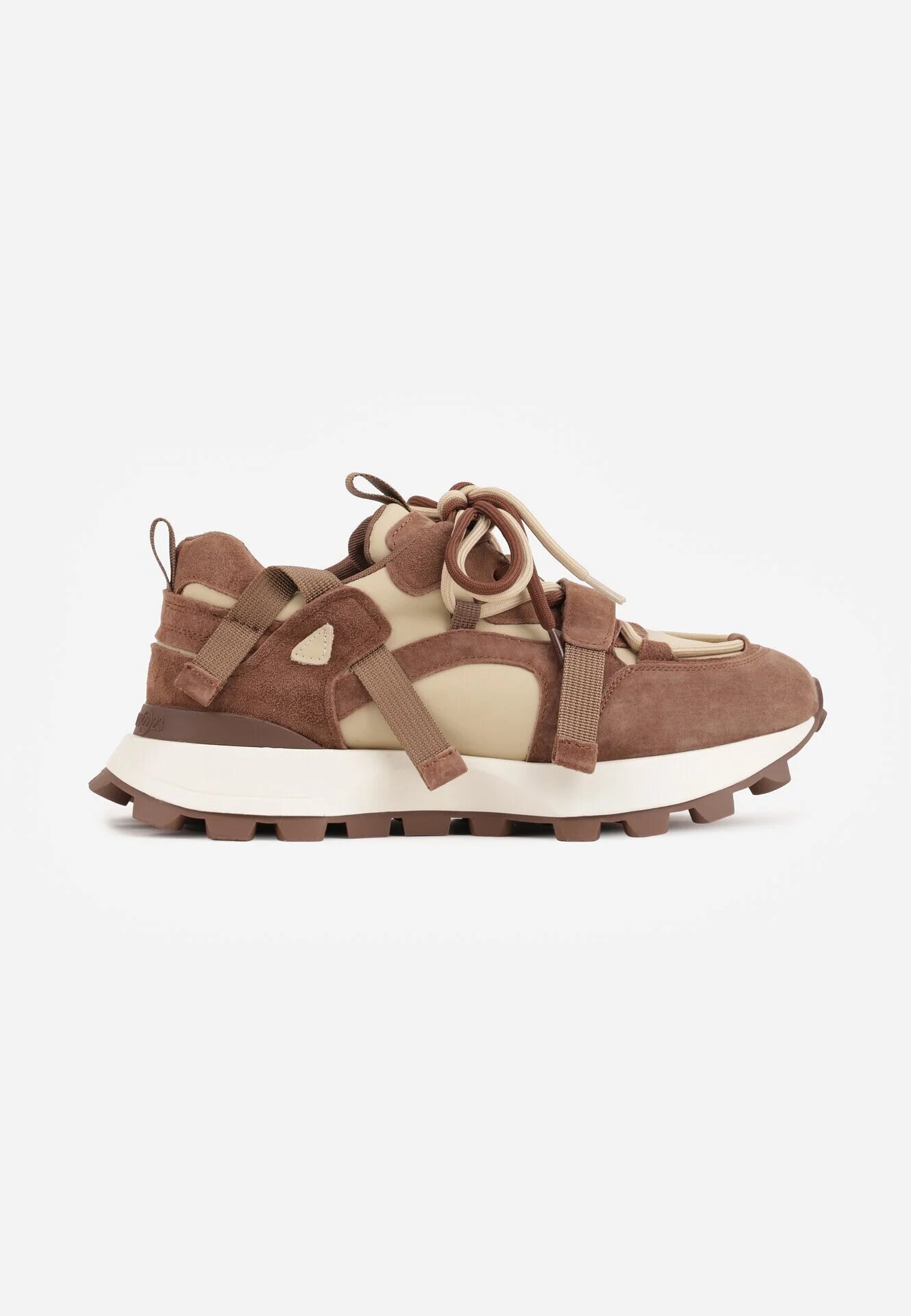 goodin Sneakers cu talpă groasă cu profil și cu carâmb din piele întoarsă naturală Ligana Maro