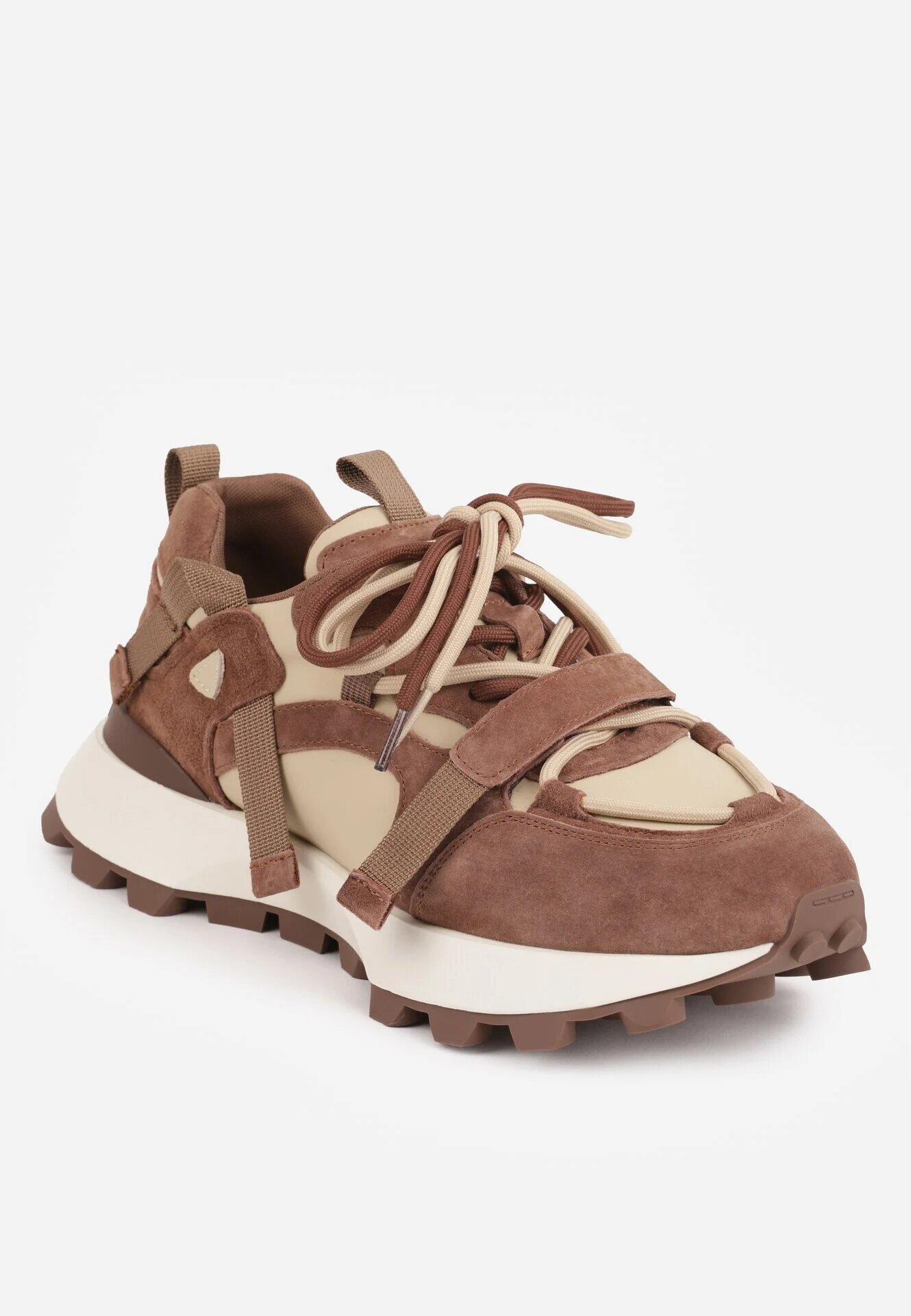 goodin Sneakers cu talpă groasă cu profil și cu carâmb din piele întoarsă naturală Ligana Maro