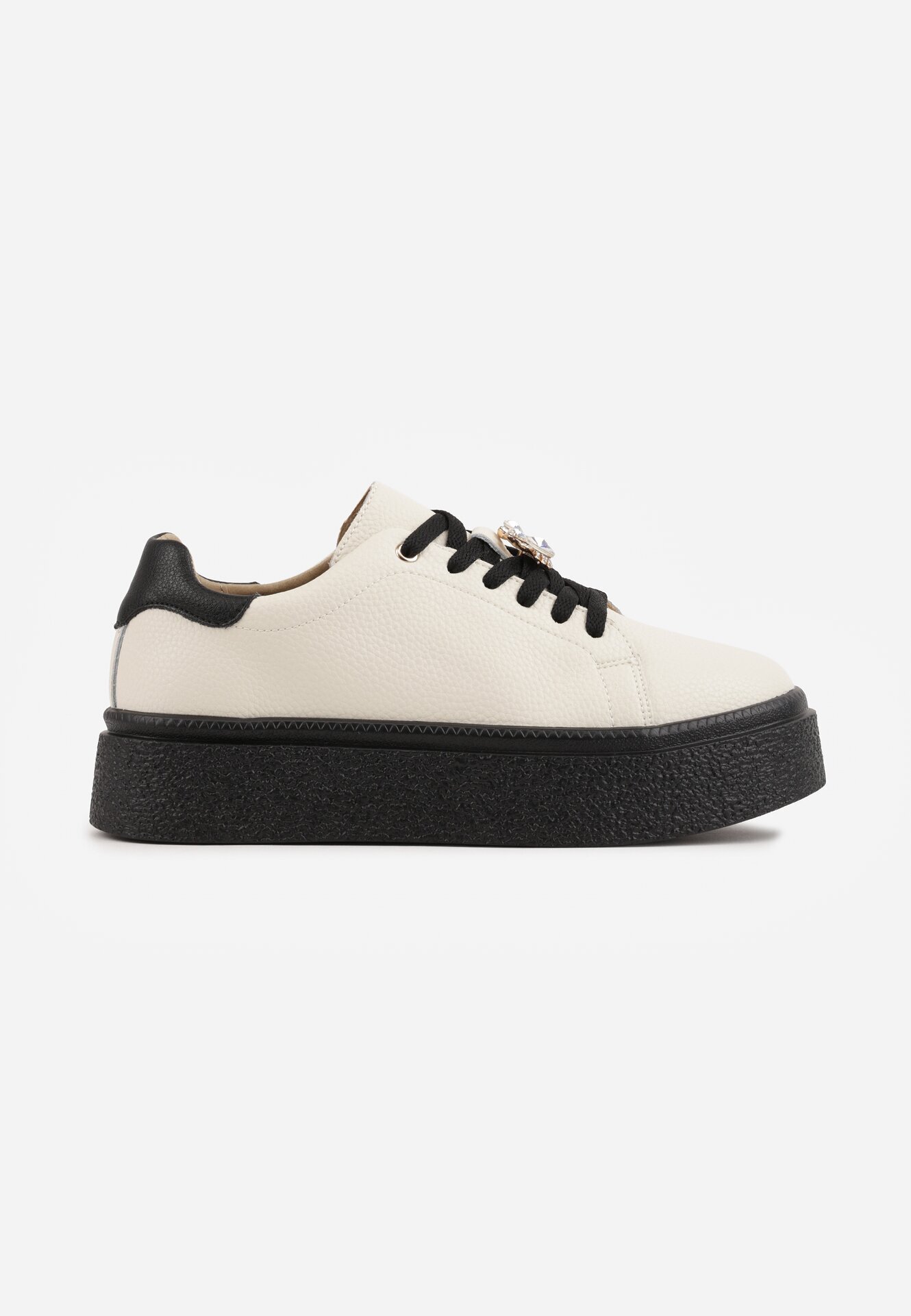 goodin Sneakers din piele Basic cu talpă groasă și aplicație bijuterie Rille Bej cu negru