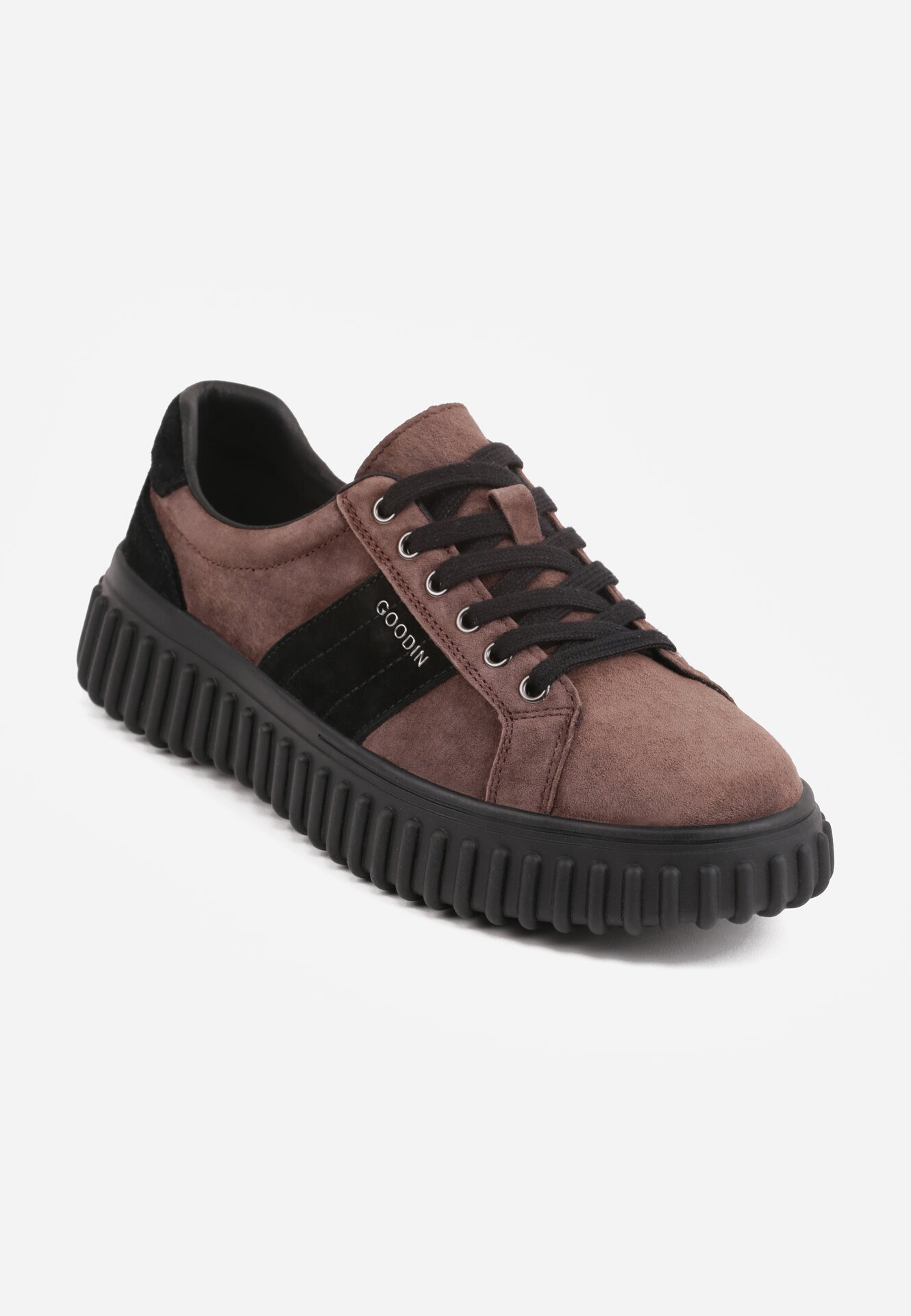 goodin Sneakers din piele de căprioară naturală cu talpă groasă texturată și inscripția Alvid Maro
