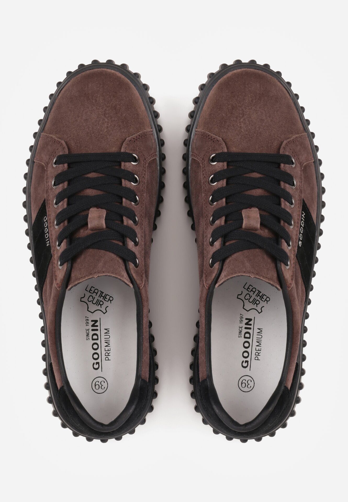 goodin Sneakers din piele de căprioară naturală cu talpă groasă texturată și inscripția Alvid Maro
