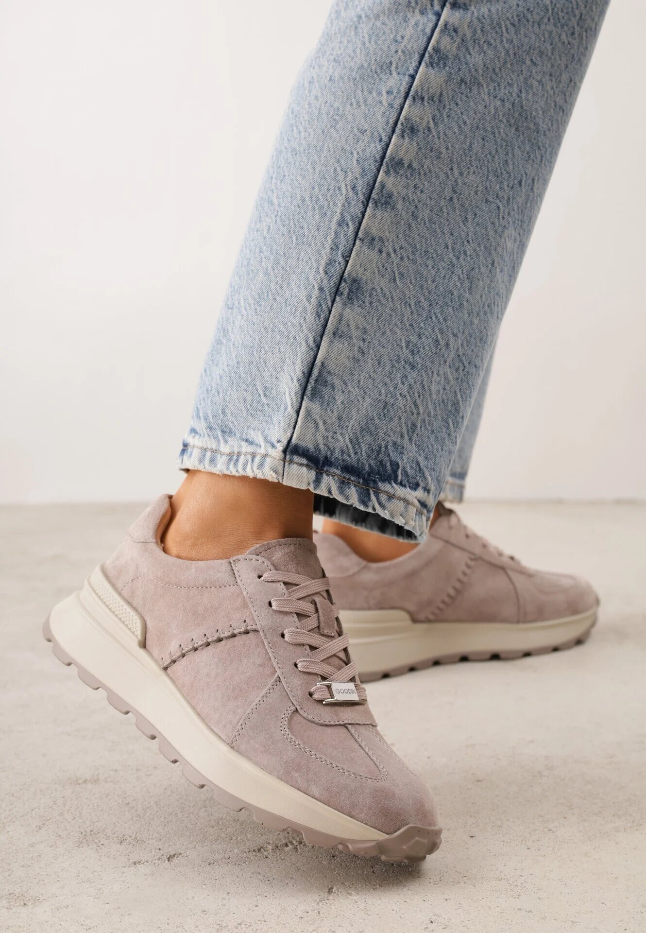 goodin Sneakers din piele întoarsă cu talpă groasă și profil Wesila Bej
