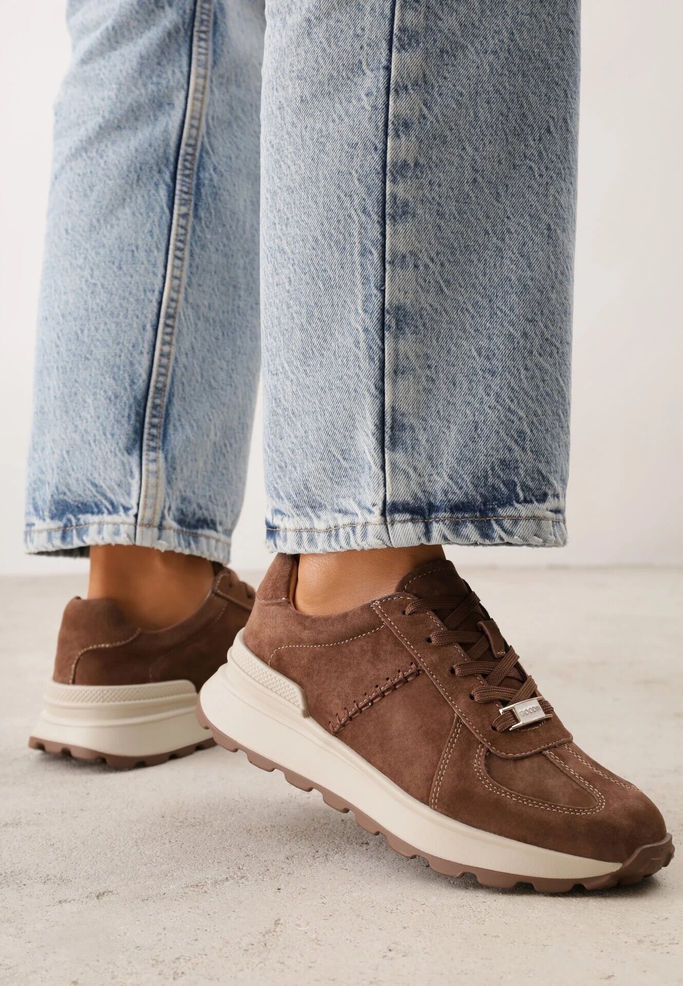 goodin Sneakers din piele întoarsă cu talpă groasă și profil Wesila Maro închis