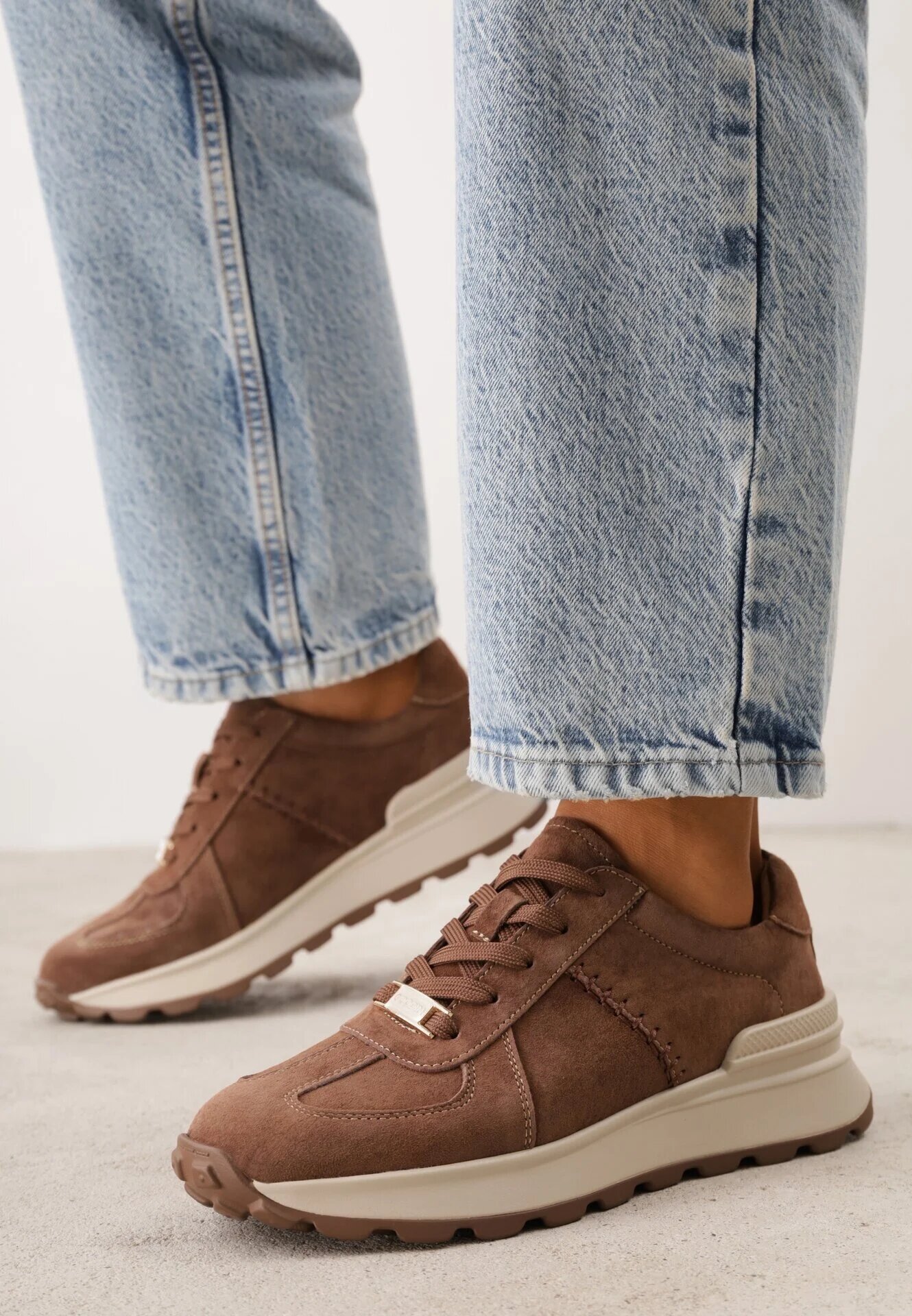 goodin Sneakers din piele întoarsă cu talpă groasă și profil Wesila Maro închis