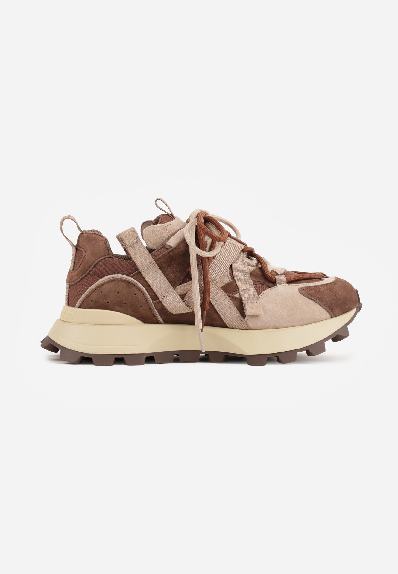 goodin Sneakers din piele întoarsă naturală cu șireturi pe talpă cu profil Nisu Bej