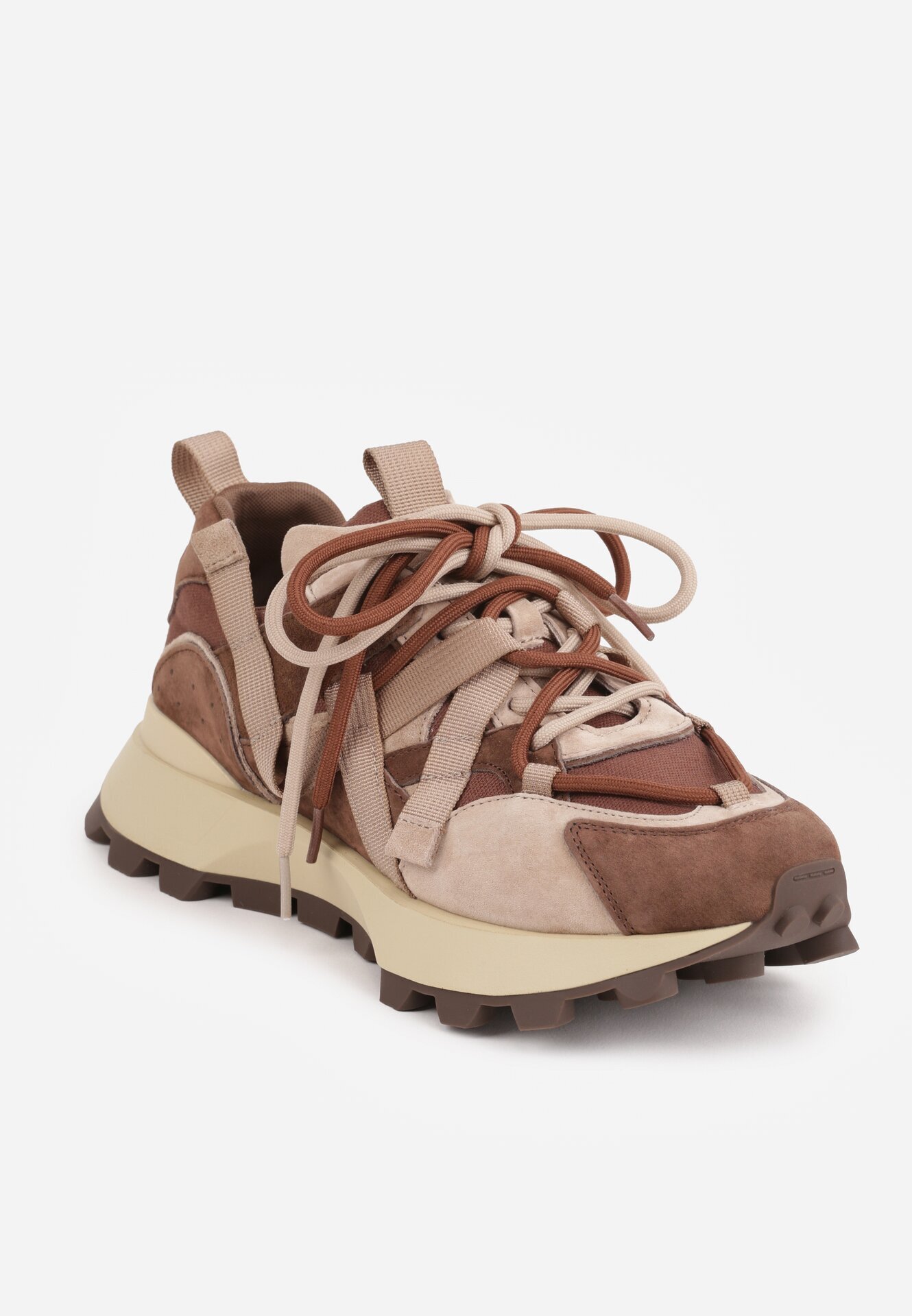 goodin Sneakers din piele întoarsă naturală cu șireturi pe talpă cu profil Nisu Bej