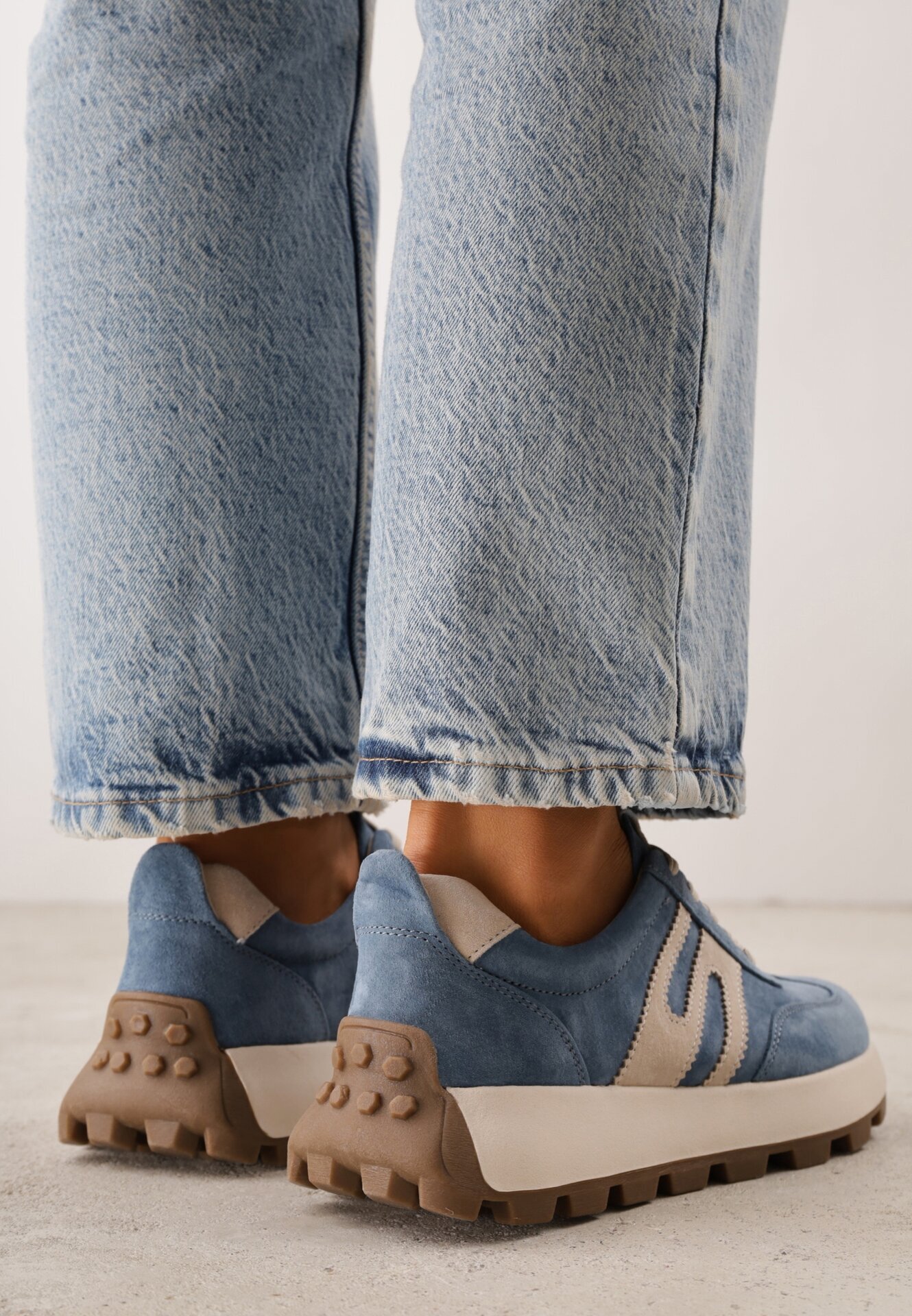 goodin Sneakers din piele întoarsă pe talpă groasă cu profil Viassoa Albaștri