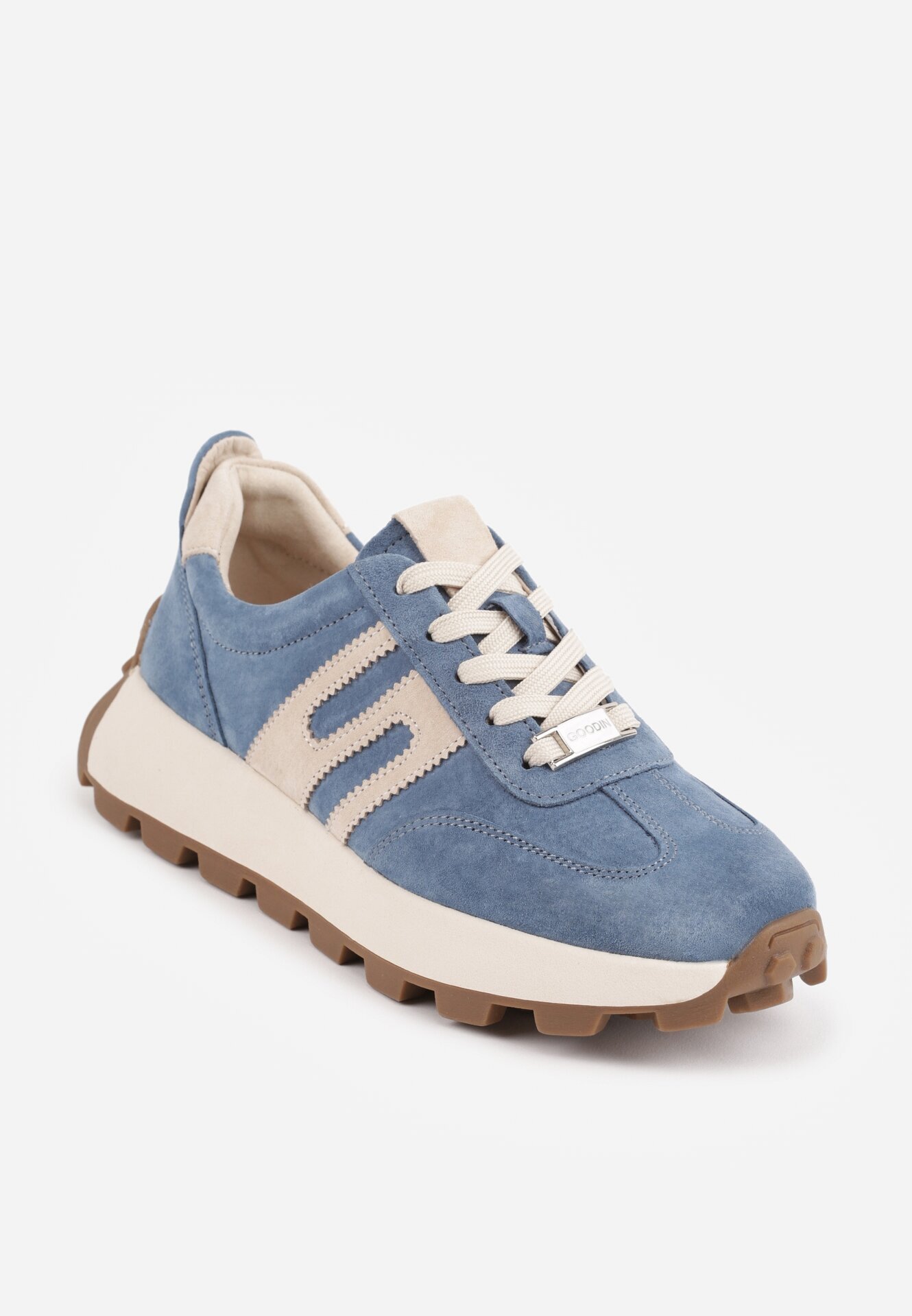 goodin Sneakers din piele întoarsă pe talpă groasă cu profil Viassoa Albaștri