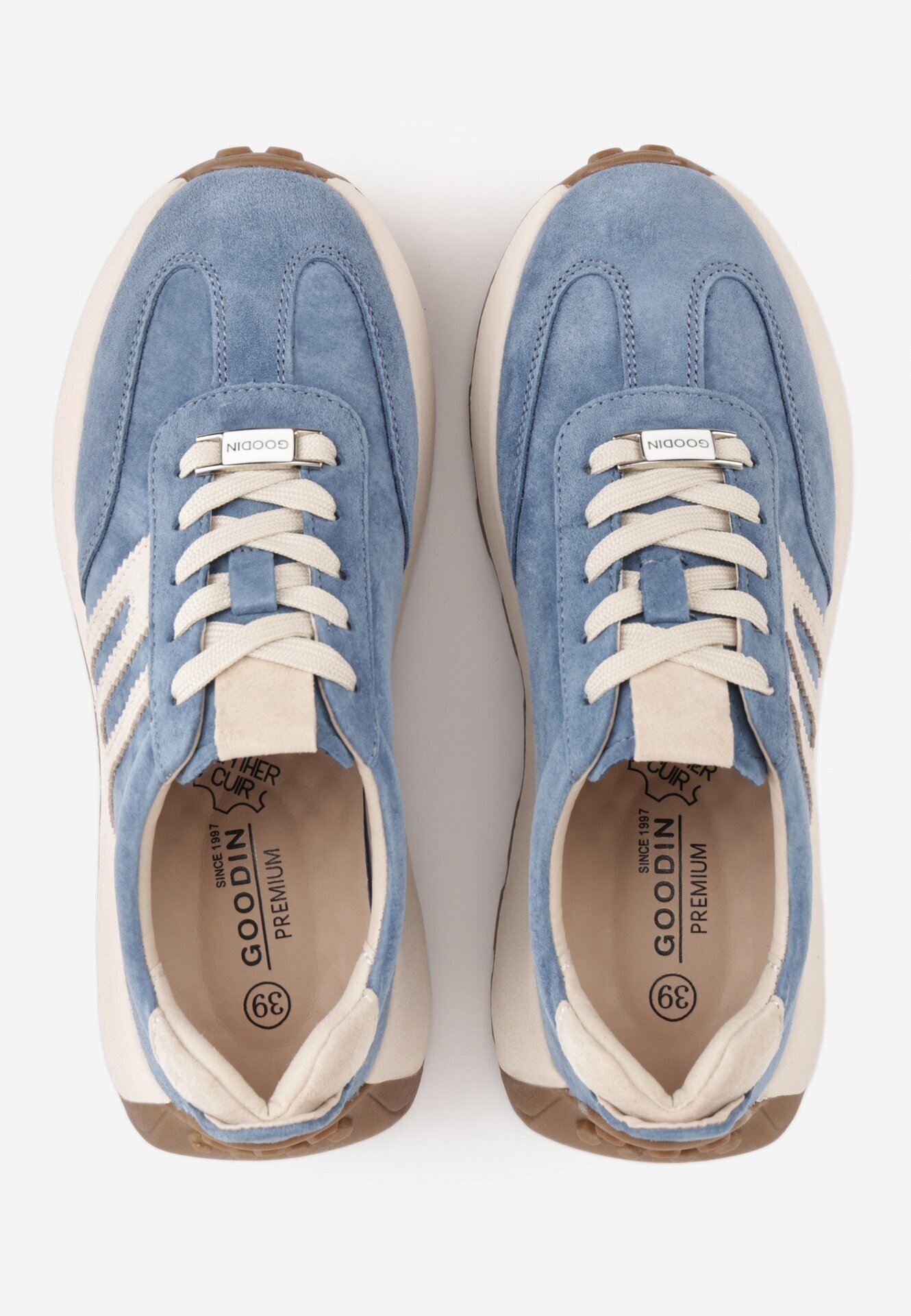 goodin Sneakers din piele întoarsă pe talpă groasă cu profil Viassoa Albaștri