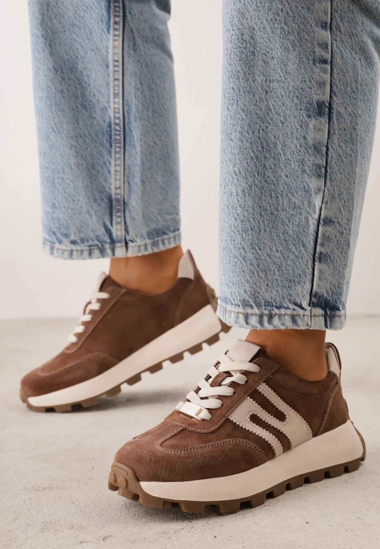 goodin Sneakers din piele întoarsă pe talpă groasă cu profil Viassoa Maro