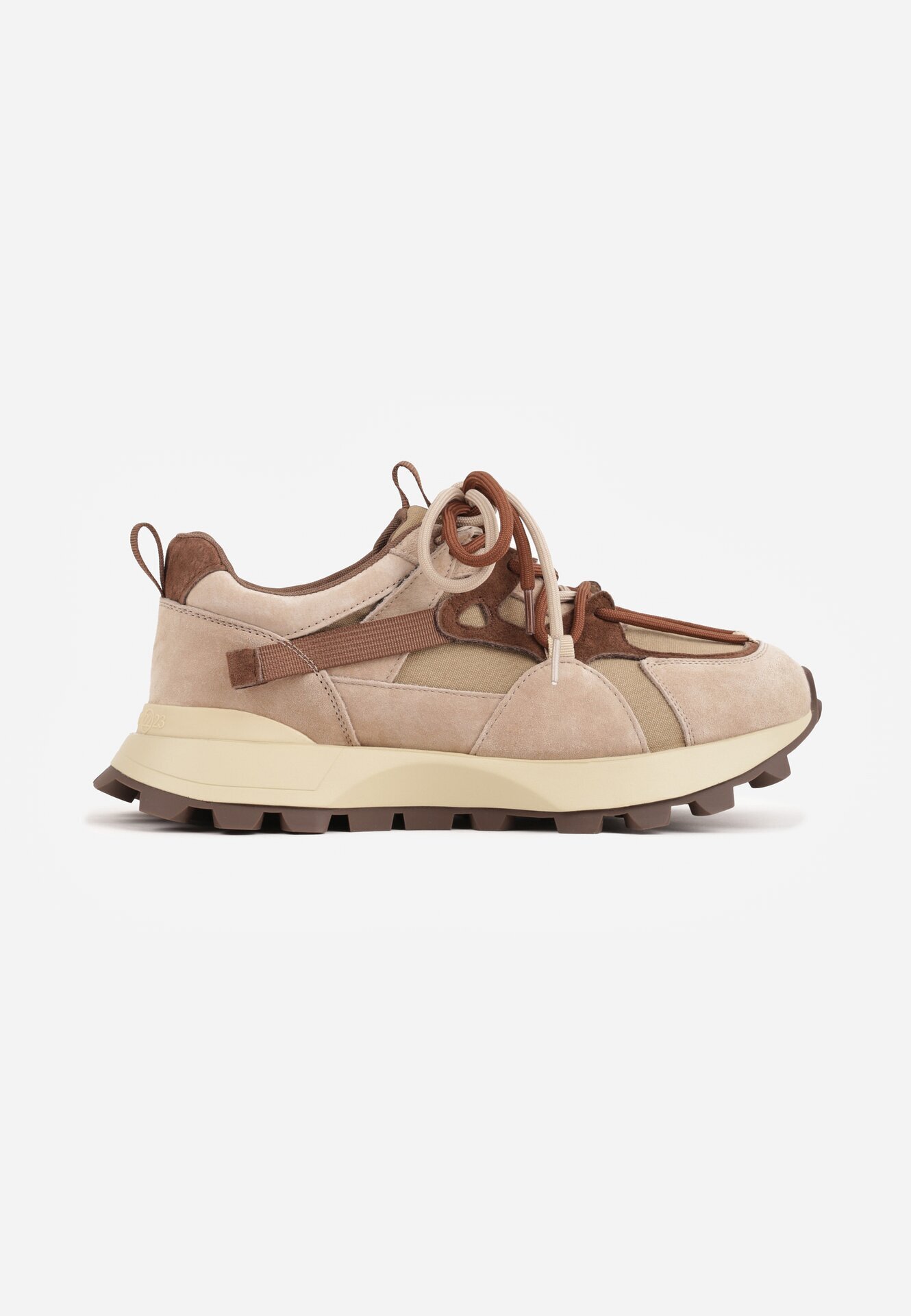goodin Sneakers din piele întoarsă pe talpă groasă cu șireturi duble Linoza Bej