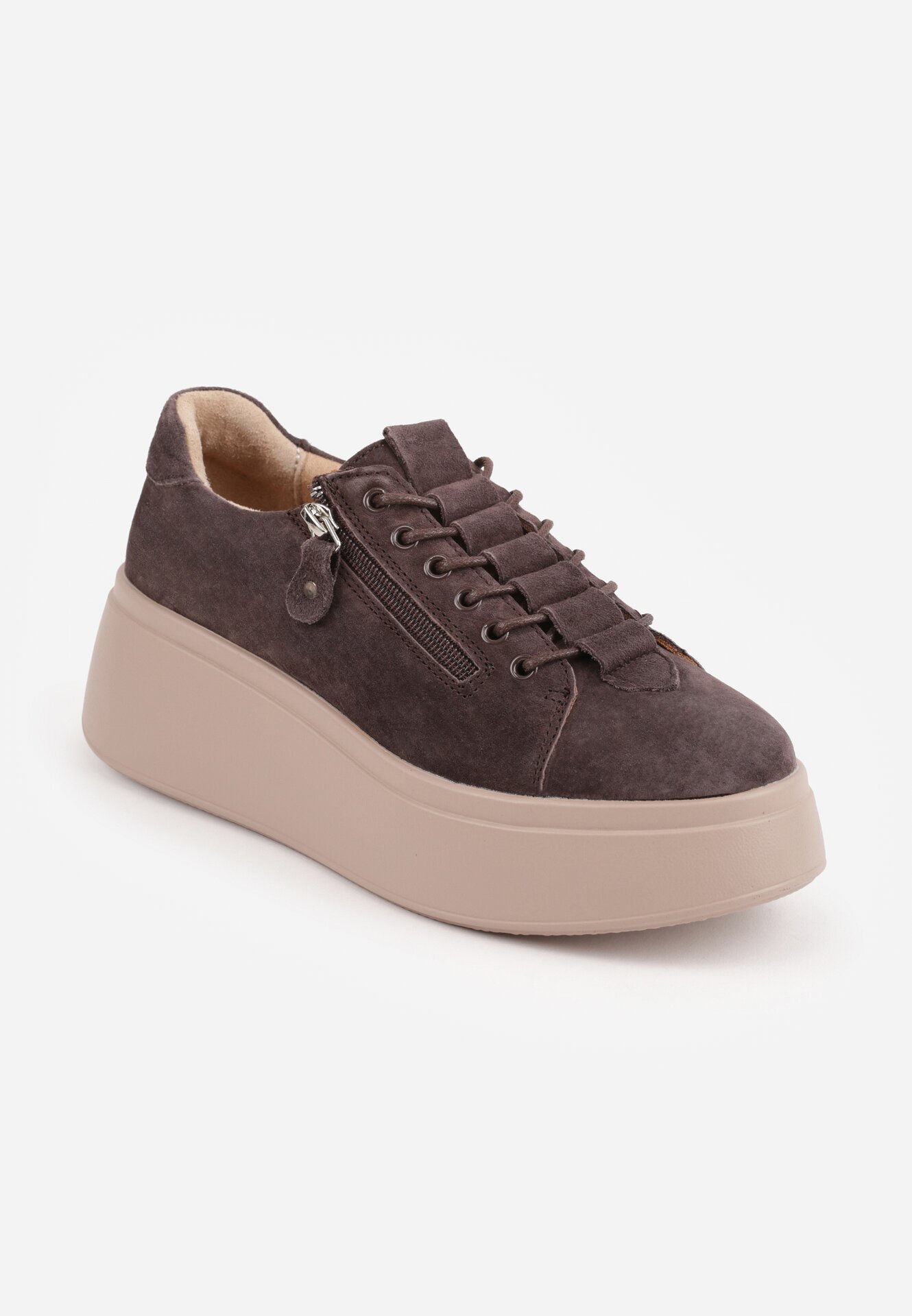 goodin Sneakers din piele întoarsă pe talpă groasă decorate cu fermoar Belko Maro
