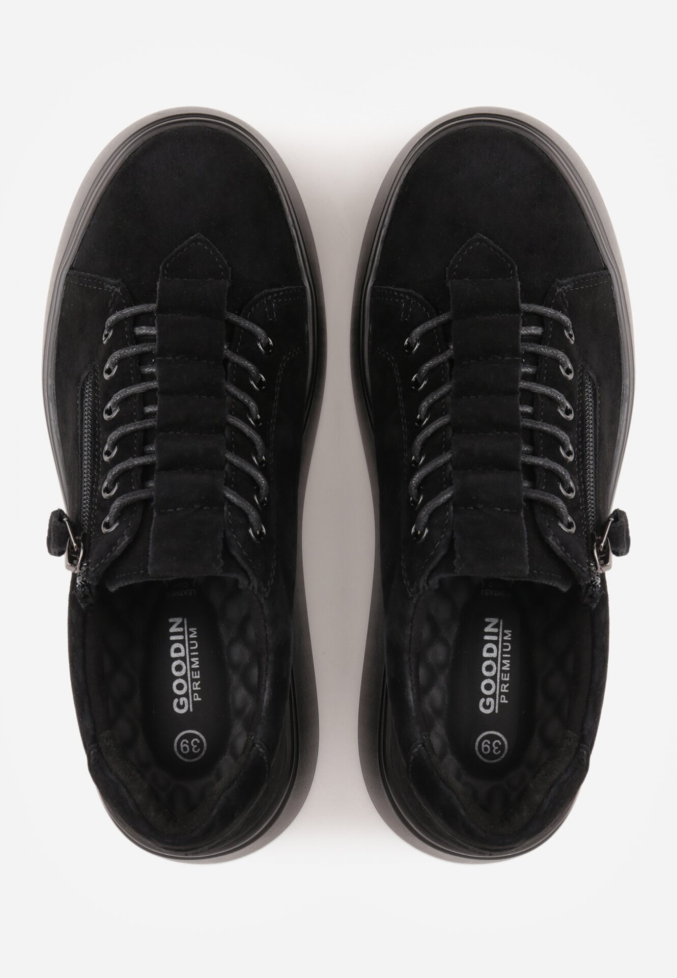 goodin Sneakers din piele întoarsă pe talpă groasă decorate cu fermoar Belko Negri