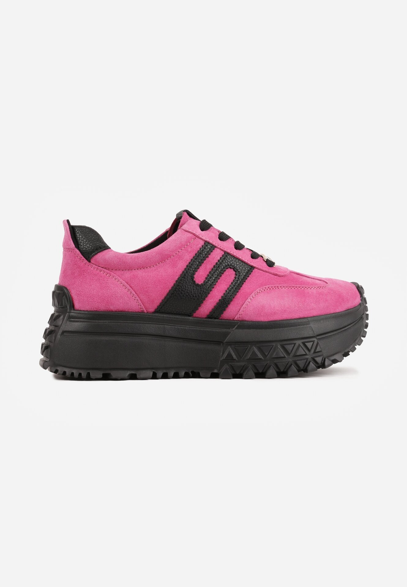 goodin Sneakers din piele întoarsă pe talpă groasă embosată cu talpă interioară din piele naturală Inesia Fucsia