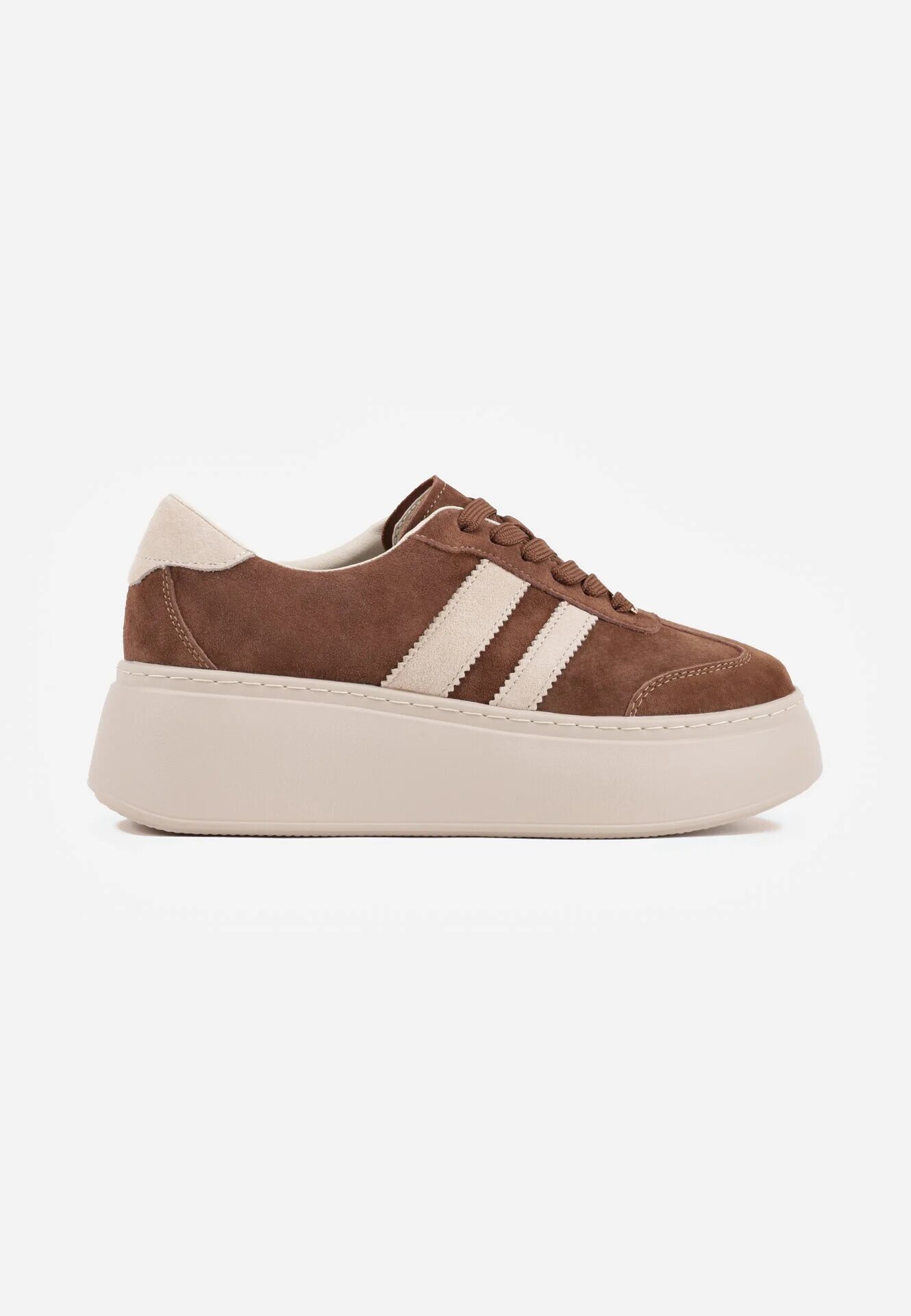 goodin Sneakers din piele maro cu talpă groasă și model geometric Rivimi