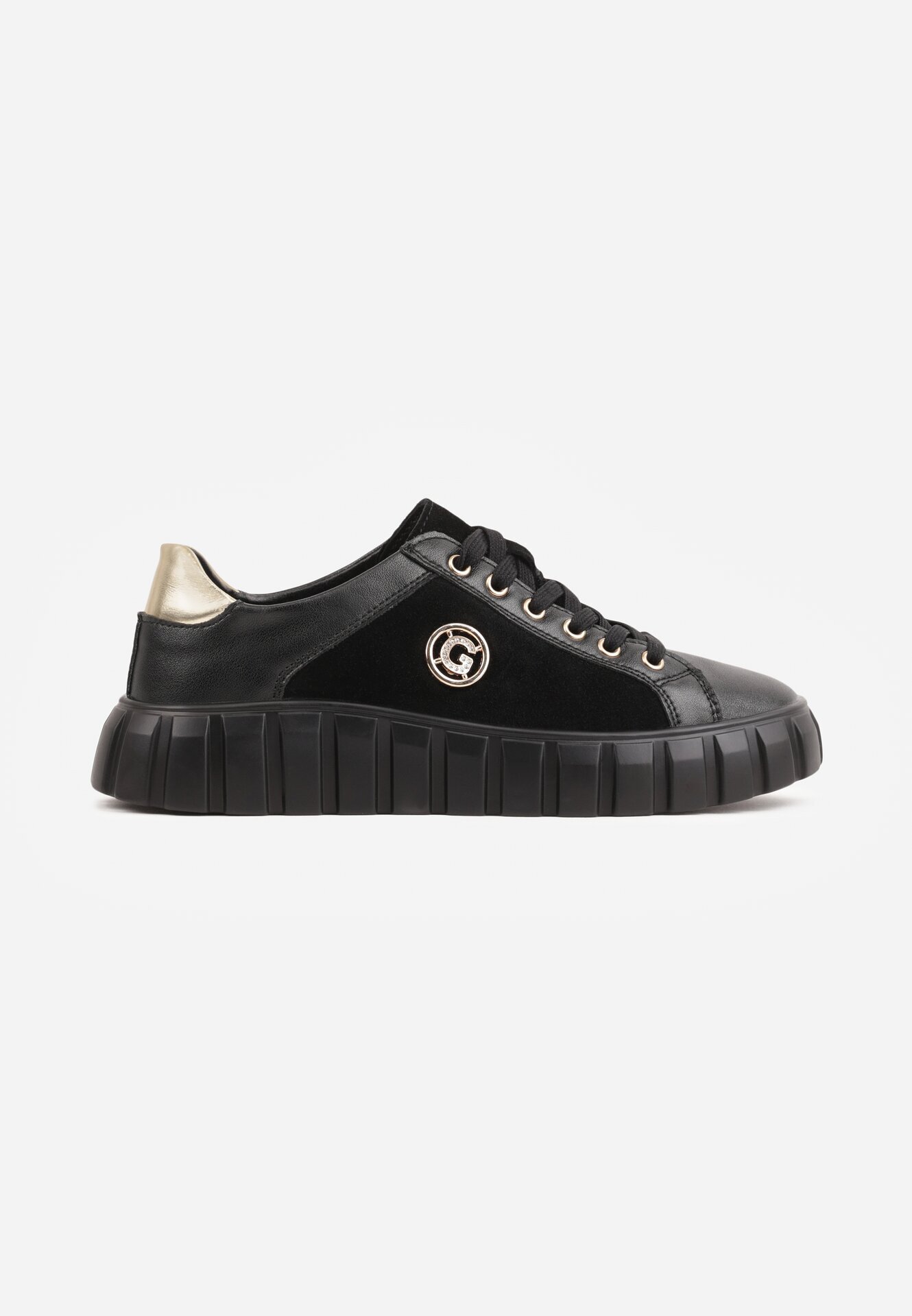 goodin Sneakers din piele naturală cu platformă joasă și accente metalice Rilmi Negru cu argintiu
