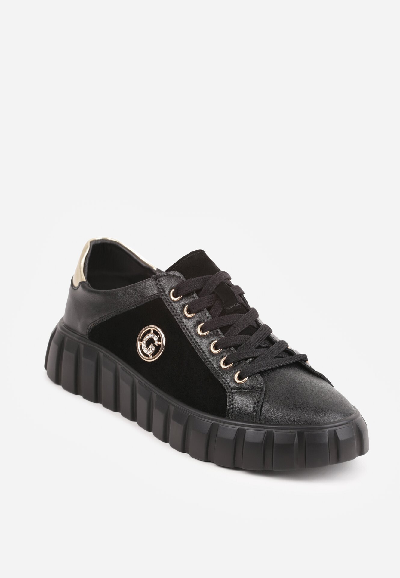 goodin Sneakers din piele naturală cu platformă joasă și accente metalice Rilmi Negru cu argintiu