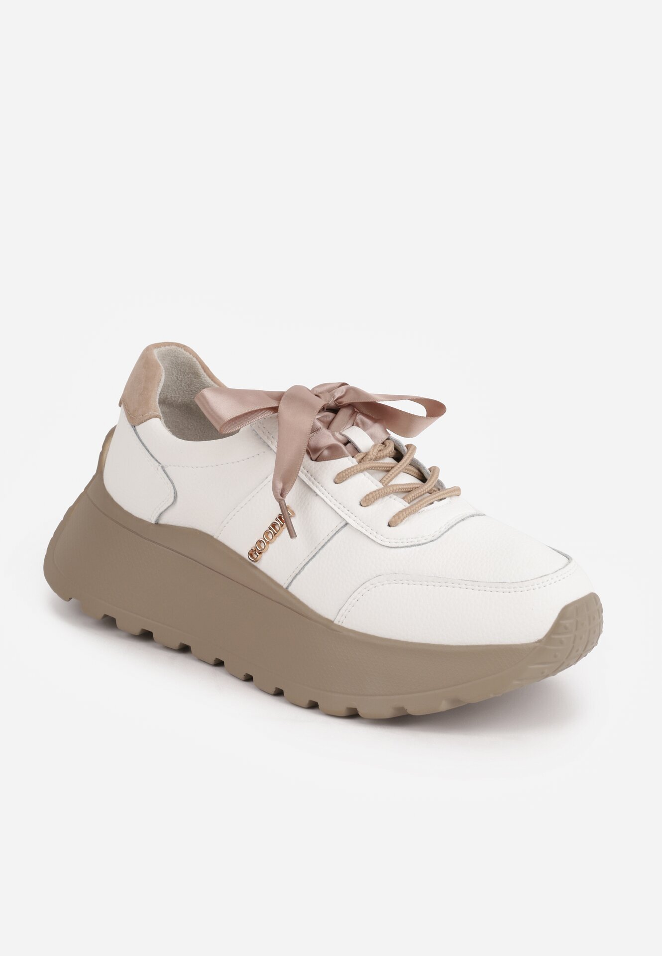goodin Sneakers din piele pe platformă cu șireturi și panglici Giulitta Albi