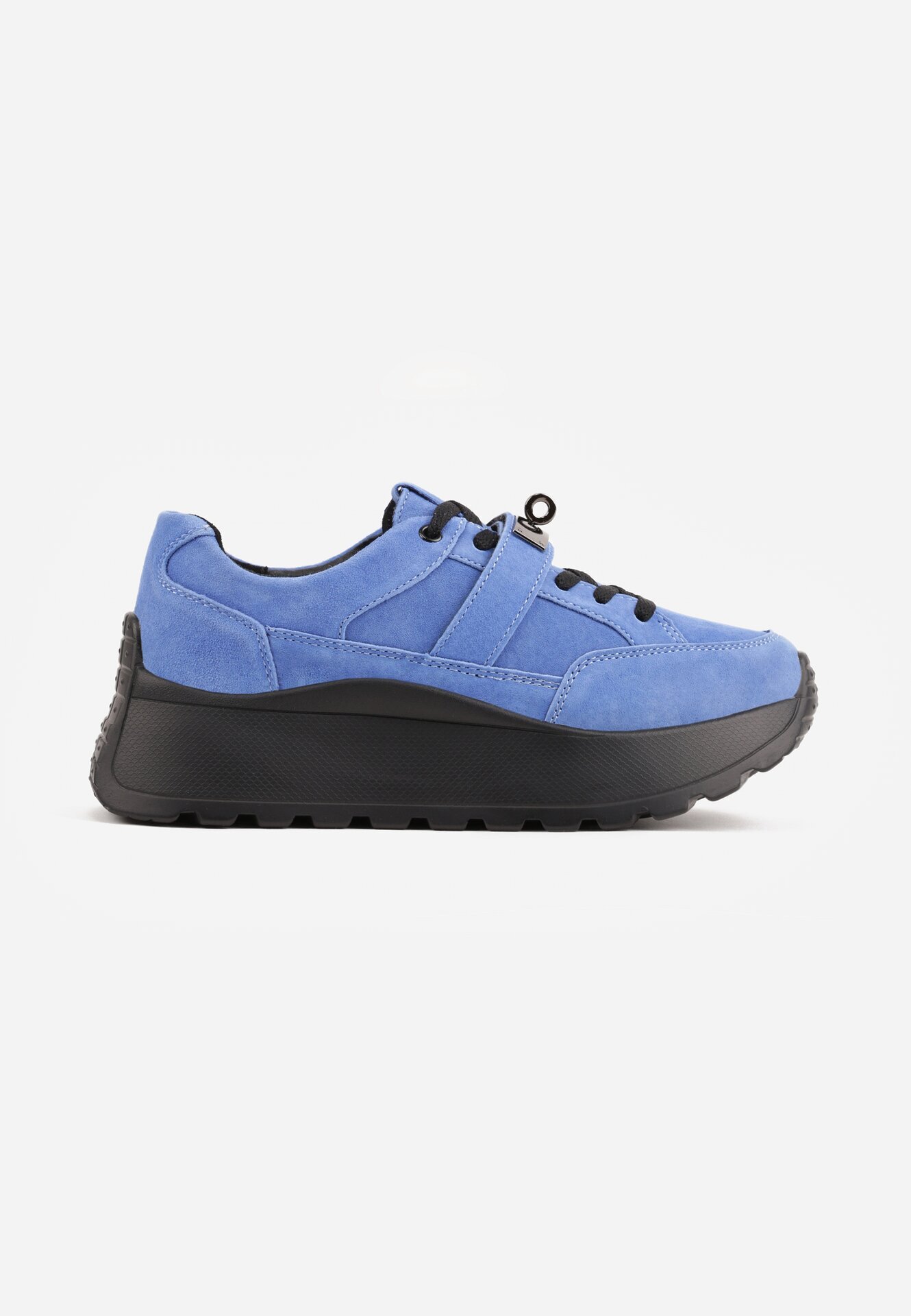 goodin Sneakers din piele pe talpă groasă cu curea și închidere metalică Cirmia Albaștri