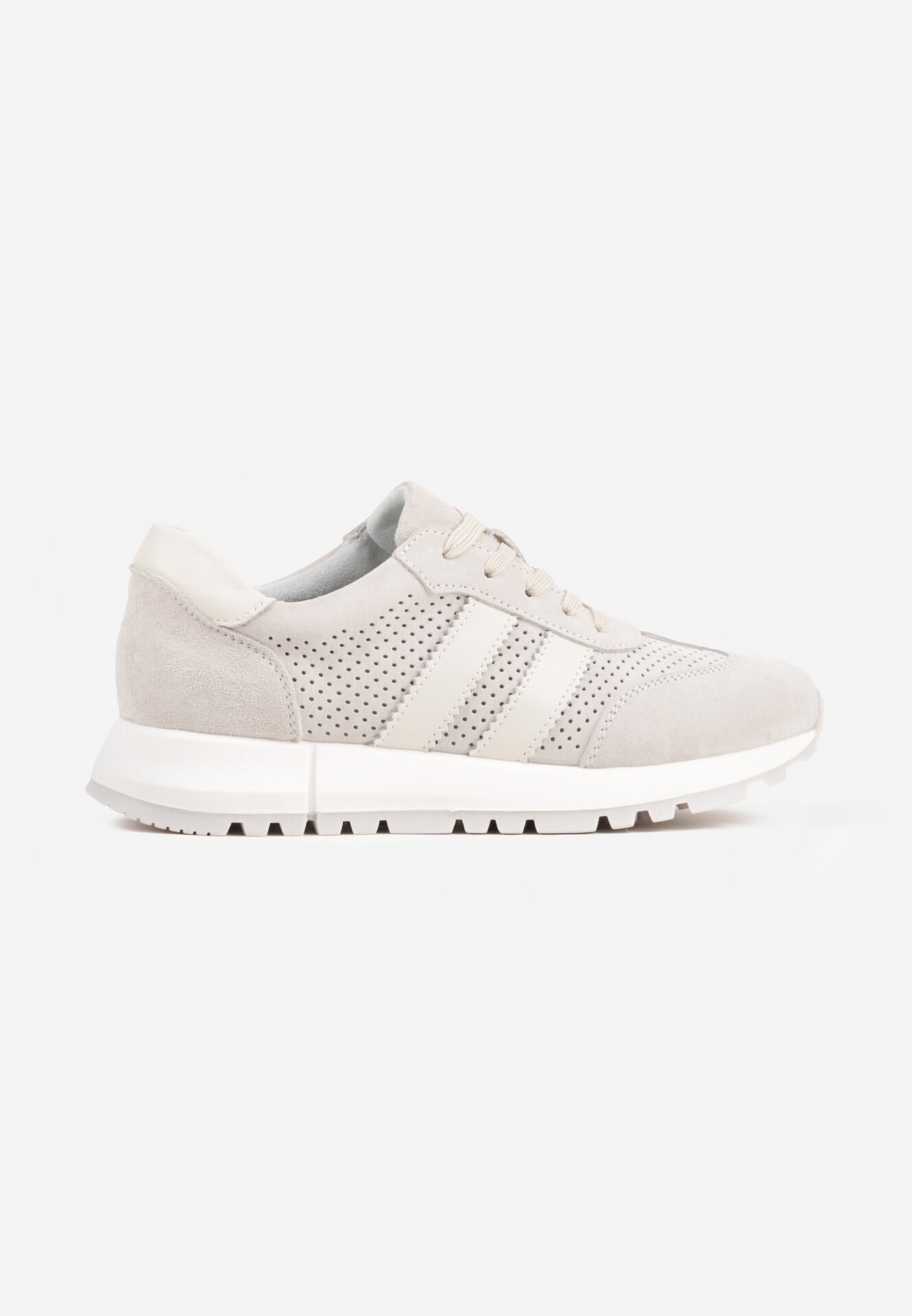 goodin Sneakers Gri deschis din piele întoarsă Decorate cu perforații și benzi Semielle