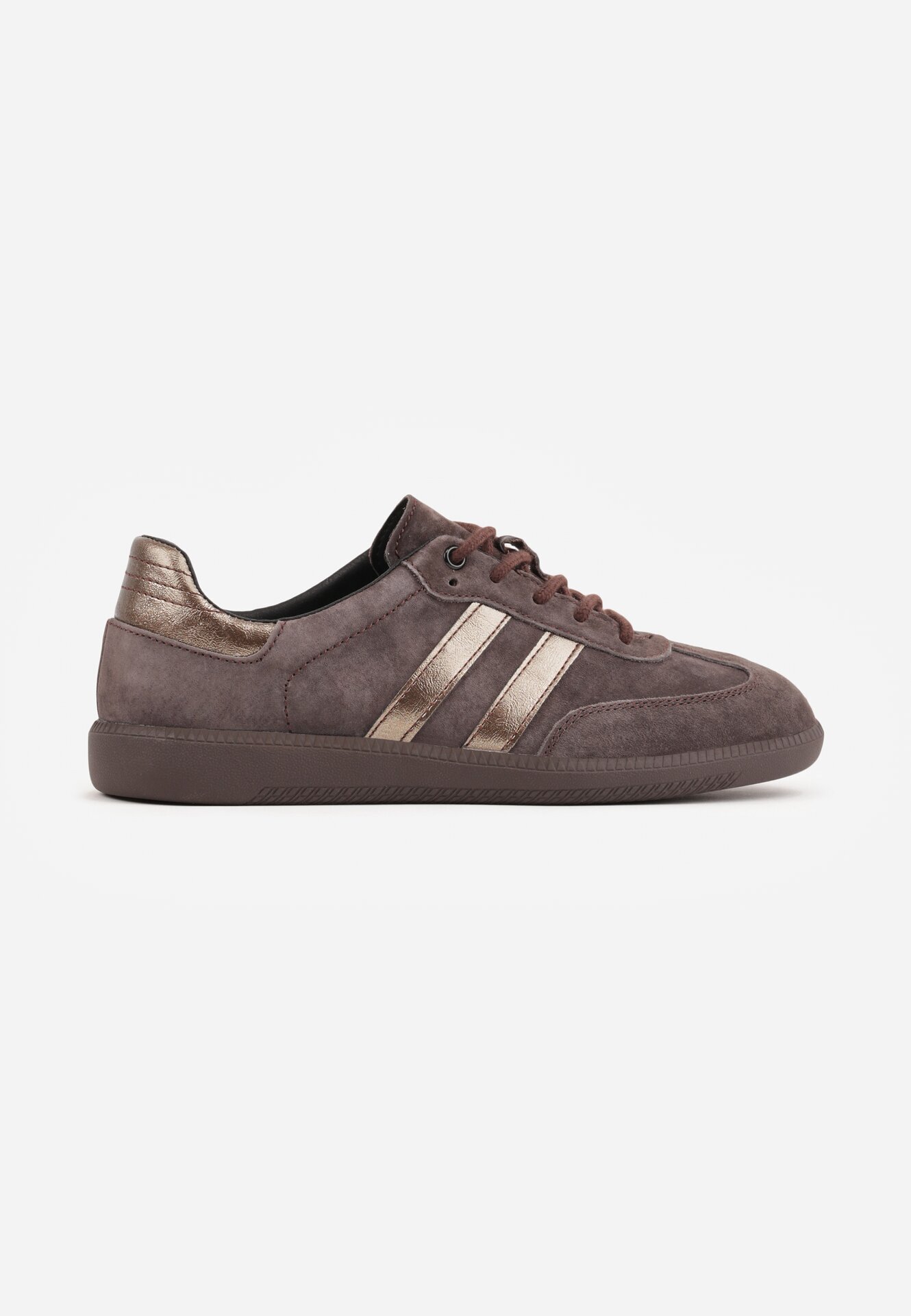 goodin Sneakers retro din piele întoarsă naturală cu branț din piele Celarge Maro