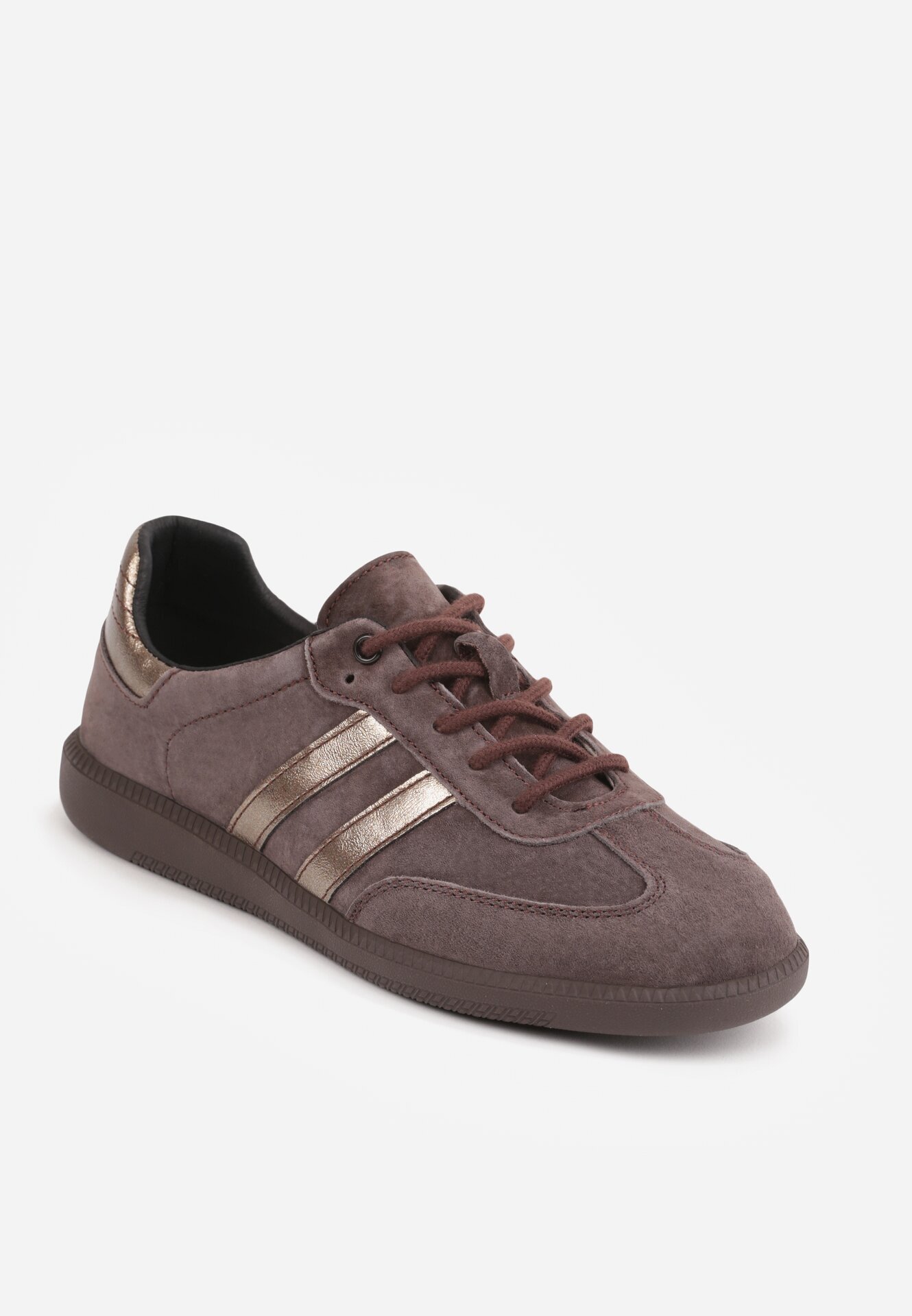 goodin Sneakers retro din piele întoarsă naturală cu branț din piele Celarge Maro