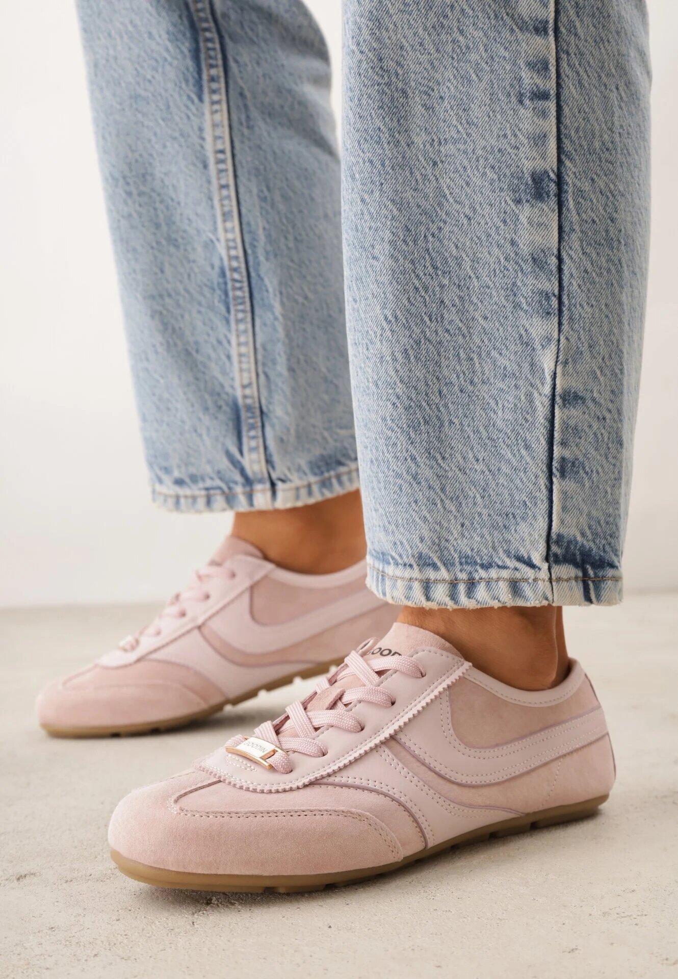 goodin Sneakers roz din piele întoarsă în stilul adidașilor iconici Sorisana