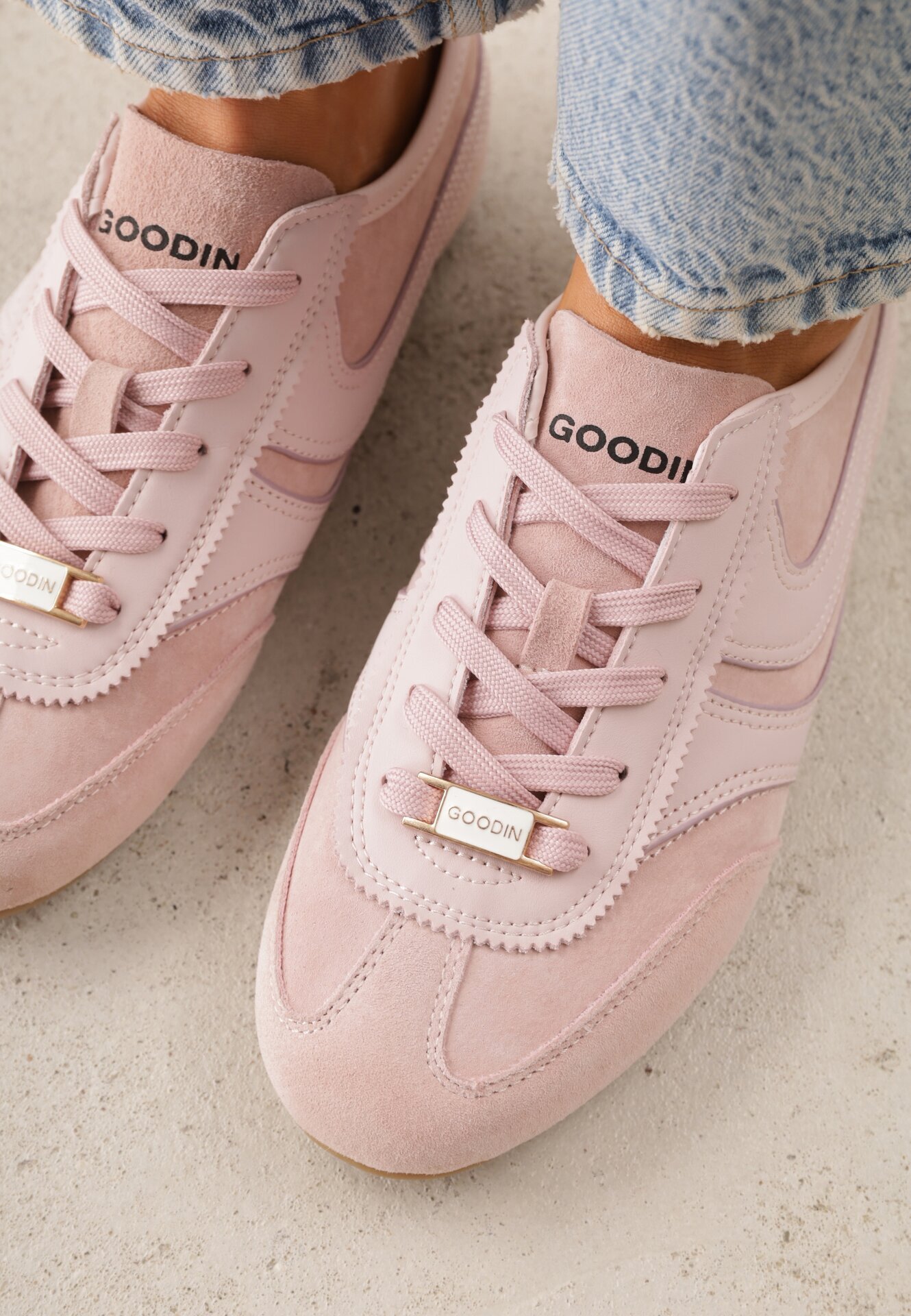 goodin Sneakers roz din piele întoarsă în stilul adidașilor iconici Sorisana