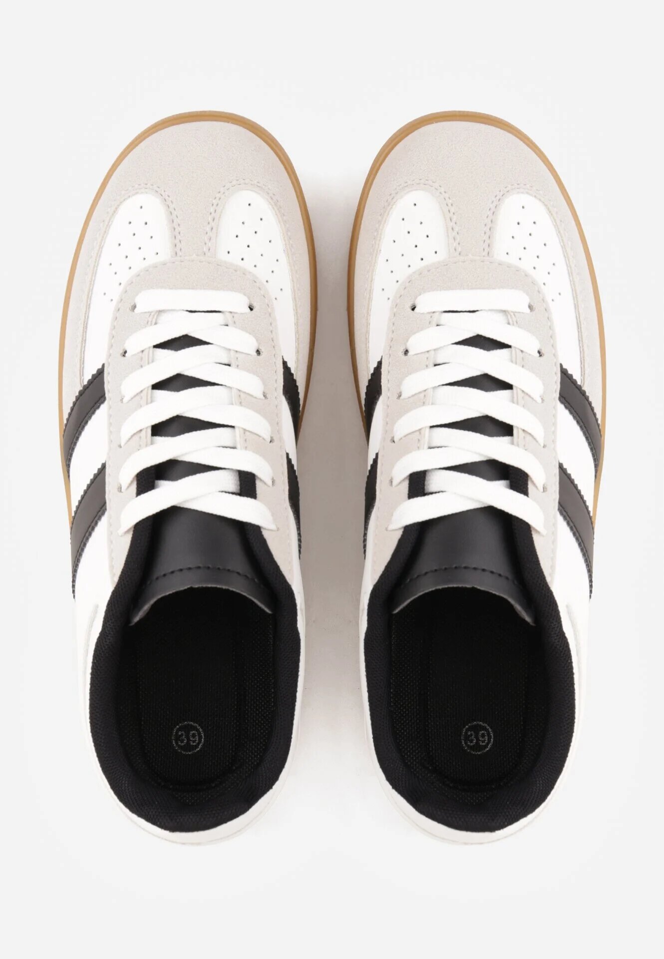 gowin Adidași Alb-Negru Tip Tenisi Iconici cu Cusături Decorative Selfia