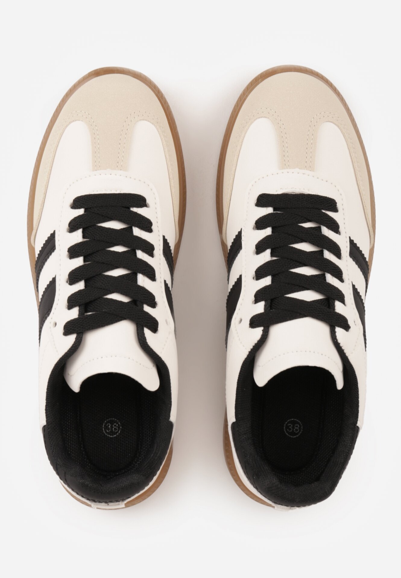 gowin Adidași Bej și Negru Plati Decorati cu Dungi Glaria
