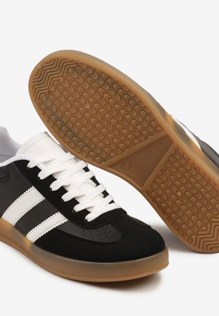 gowin Adidași Negri Tip Tenisi Iconici cu Cusături Decorative Selfia