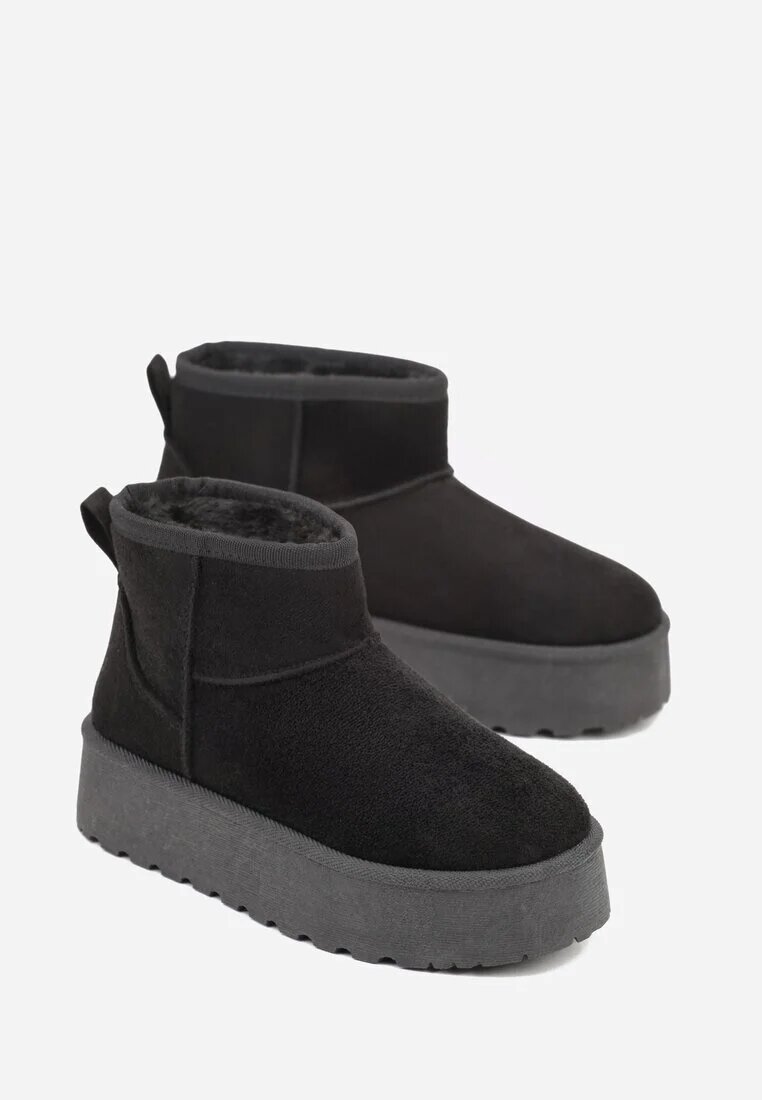 gowin Ghete de iarnă Negre slip-on din imitație de piele întoarsă cu platformă Tusanala