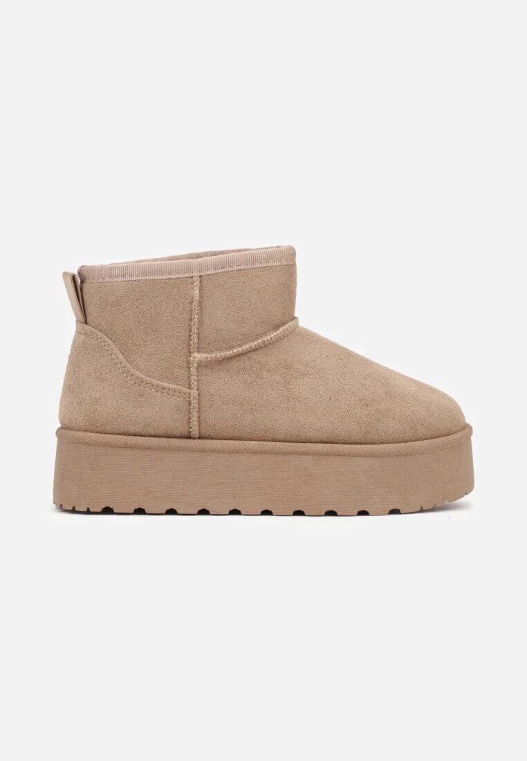 gowin Ghete de zăpadă bej închis slip-on din imitație de piele întoarsă cu platformă Tusanala