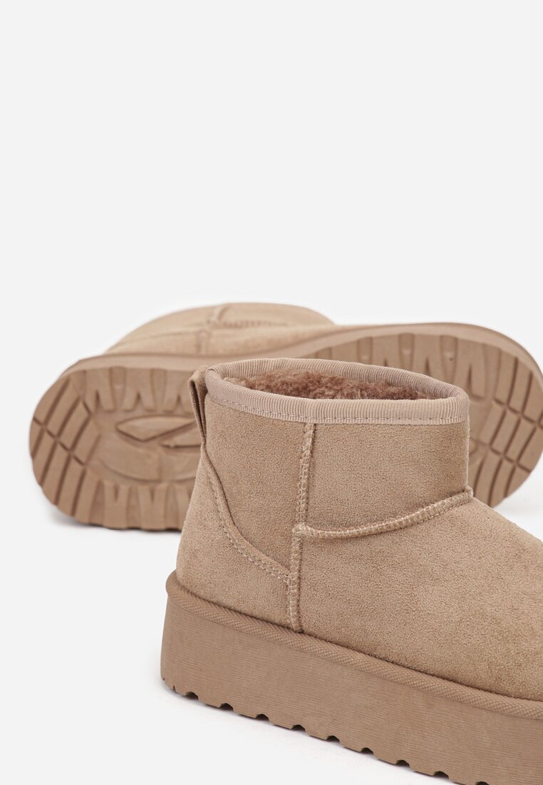 gowin Ghete de zăpadă bej închis slip-on din imitație de piele întoarsă cu platformă Tusanala
