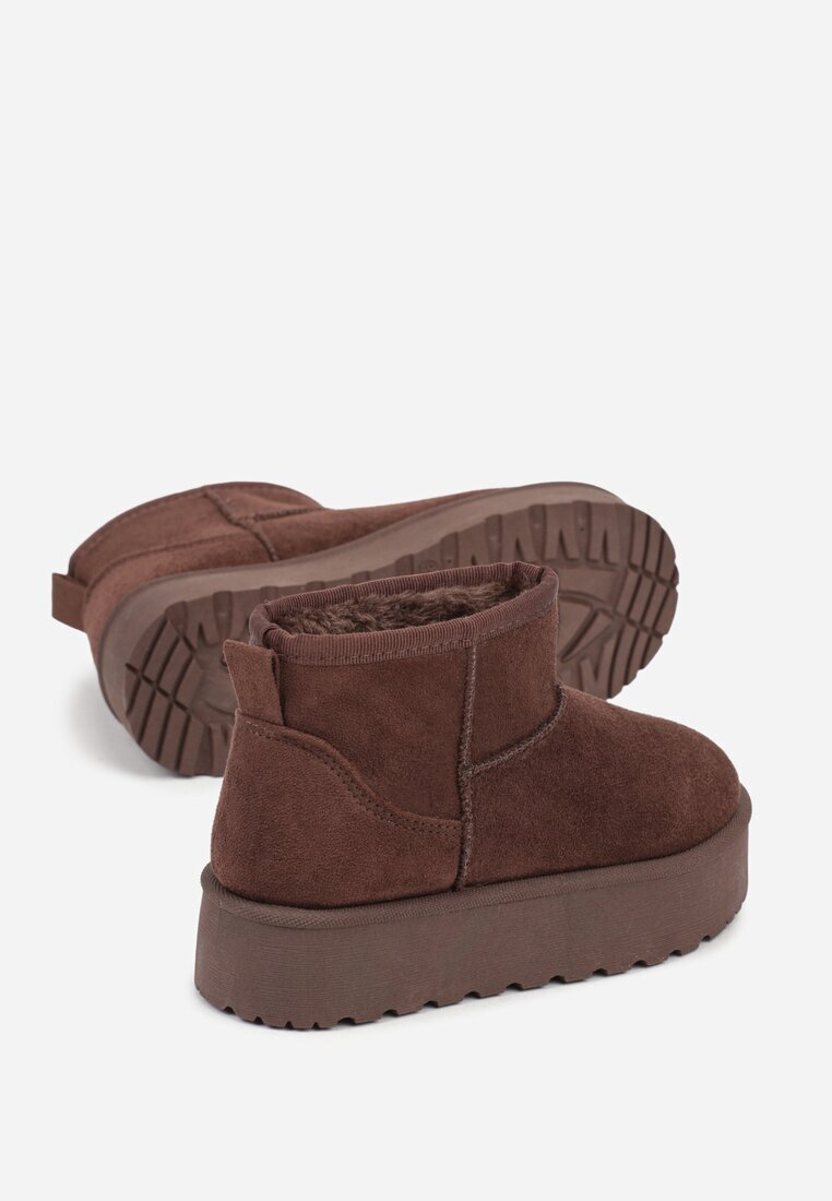 gowin Ghete de zăpadă Maro slip-on din imitație de piele întoarsă cu platformă Tusanala