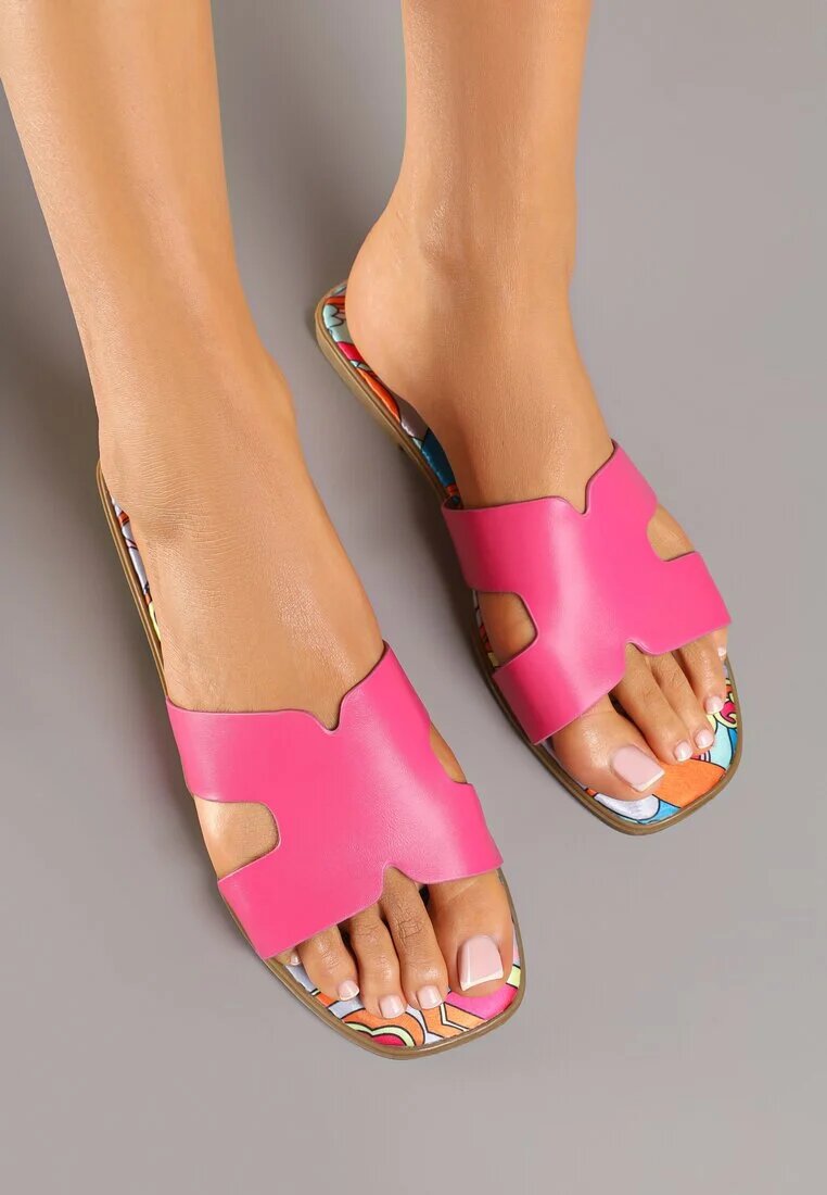 gowin Papuci Fucsia cu Decupaje și Model Geometric Purinna