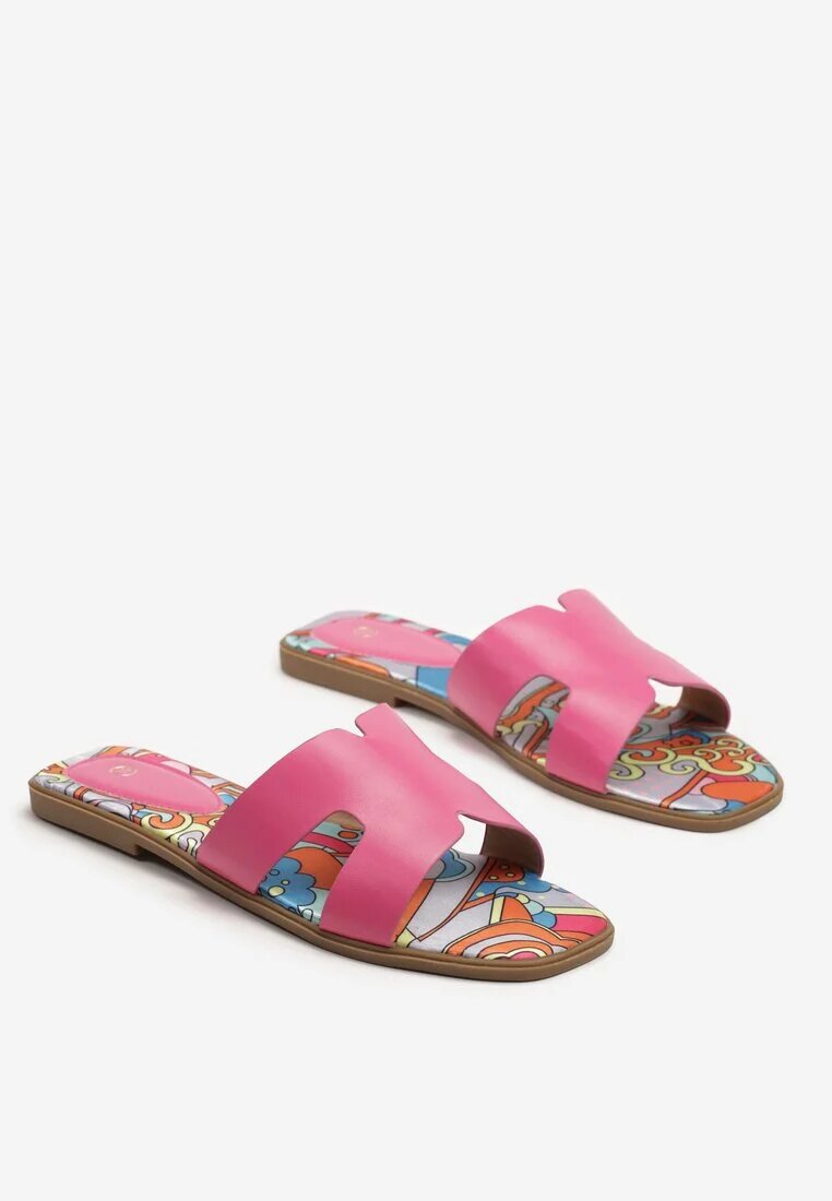 gowin Papuci Fucsia cu Decupaje și Model Geometric Purinna