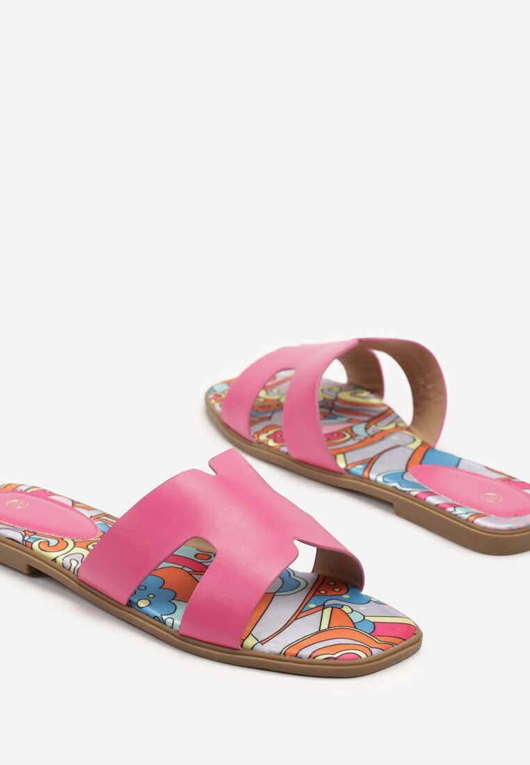 gowin Papuci Fucsia cu Decupaje și Model Geometric Purinna