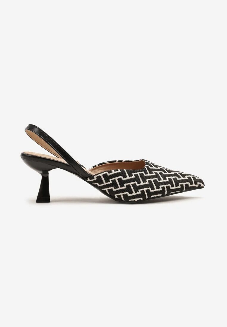 gowin Sandale Negre cu Toc Kitten cu Motiv Geometric Arrivanna