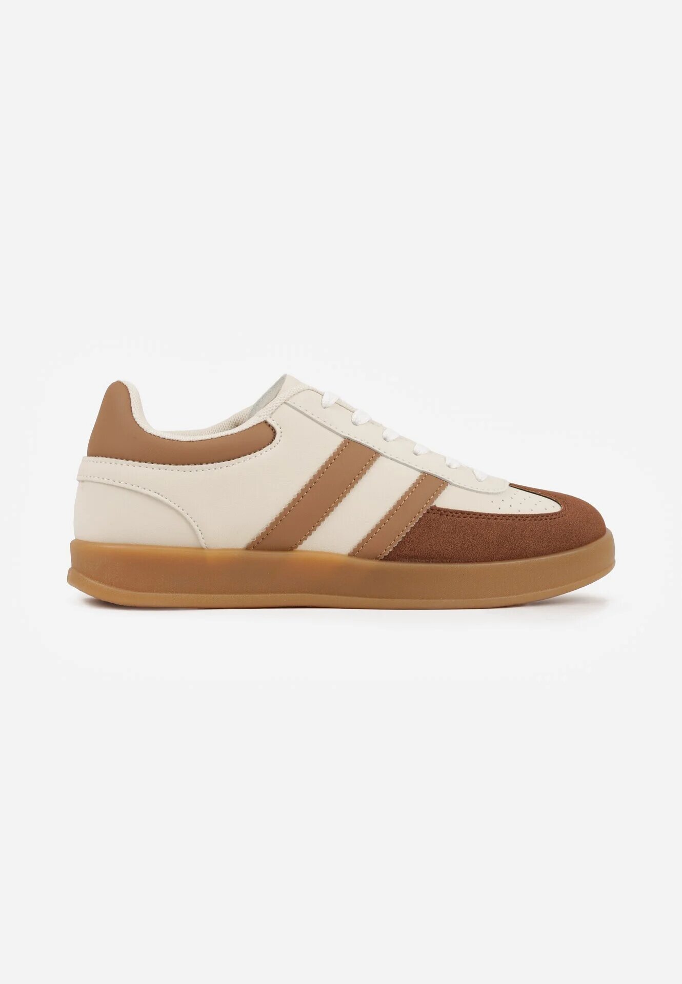 gowin Sneakers Bej cu Alb Tip Tenisi Iconici cu Cusături Decorative Selfia