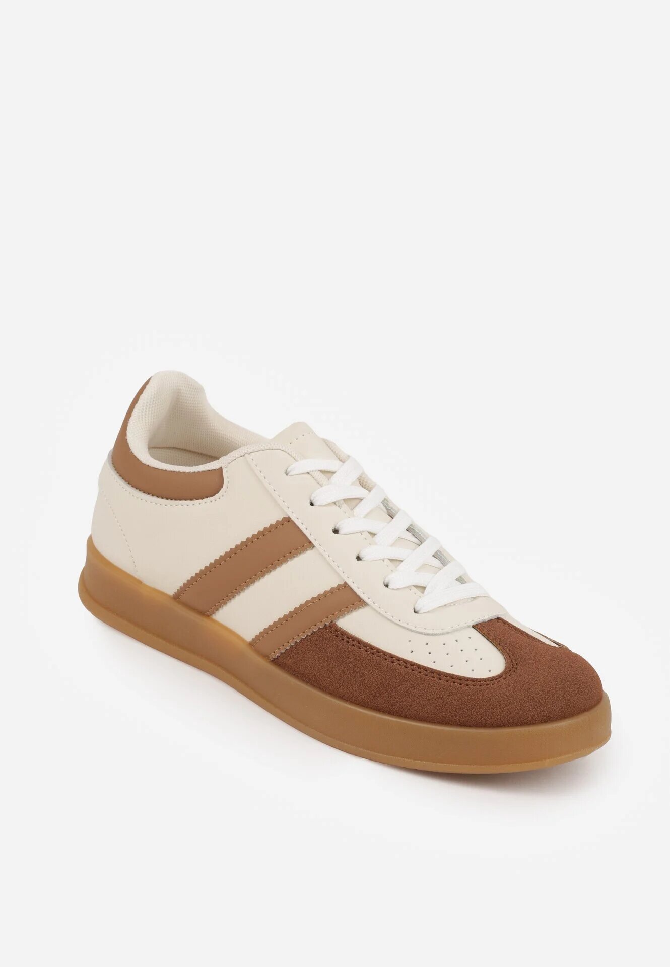 gowin Sneakers Bej cu Alb Tip Tenisi Iconici cu Cusături Decorative Selfia