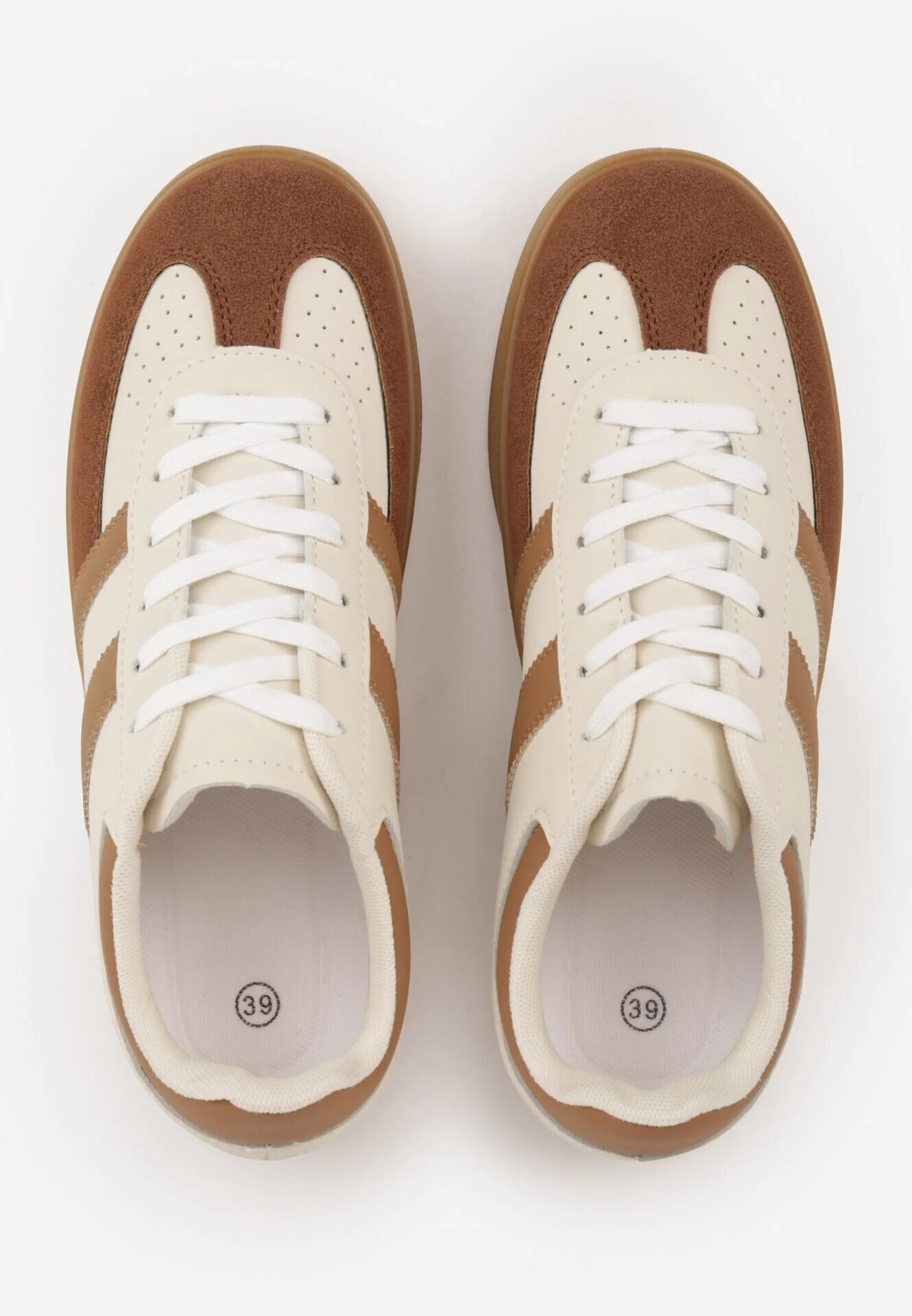 gowin Sneakers Bej cu Alb Tip Tenisi Iconici cu Cusături Decorative Selfia