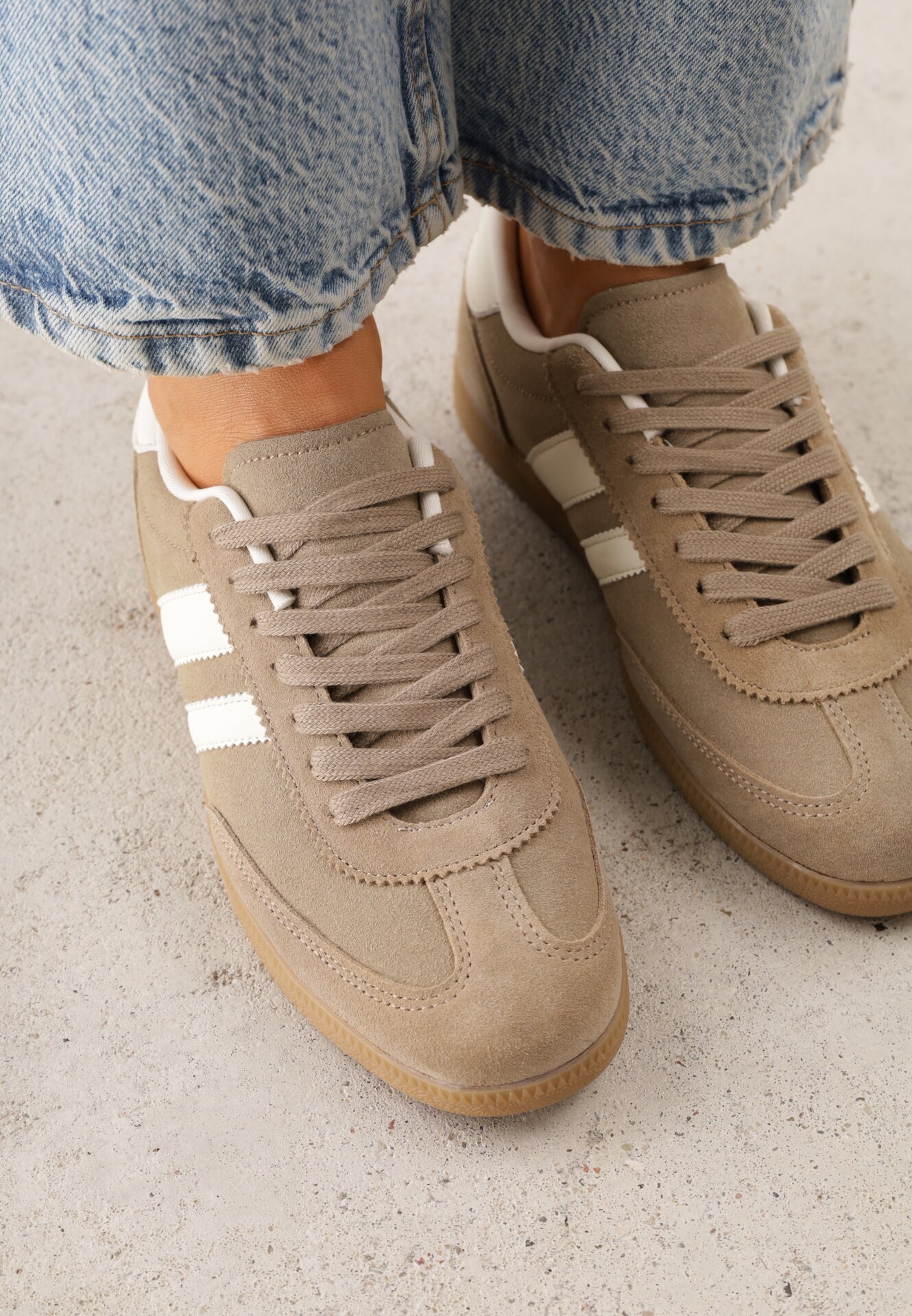 gowin Sneakers din piele în stilul tenisilor iconici Aragonna Bej închis
