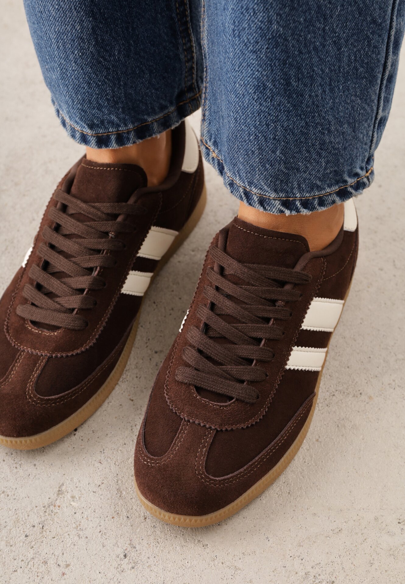 gowin Sneakers din piele în stilul tenisilor iconici Aragonna Maro